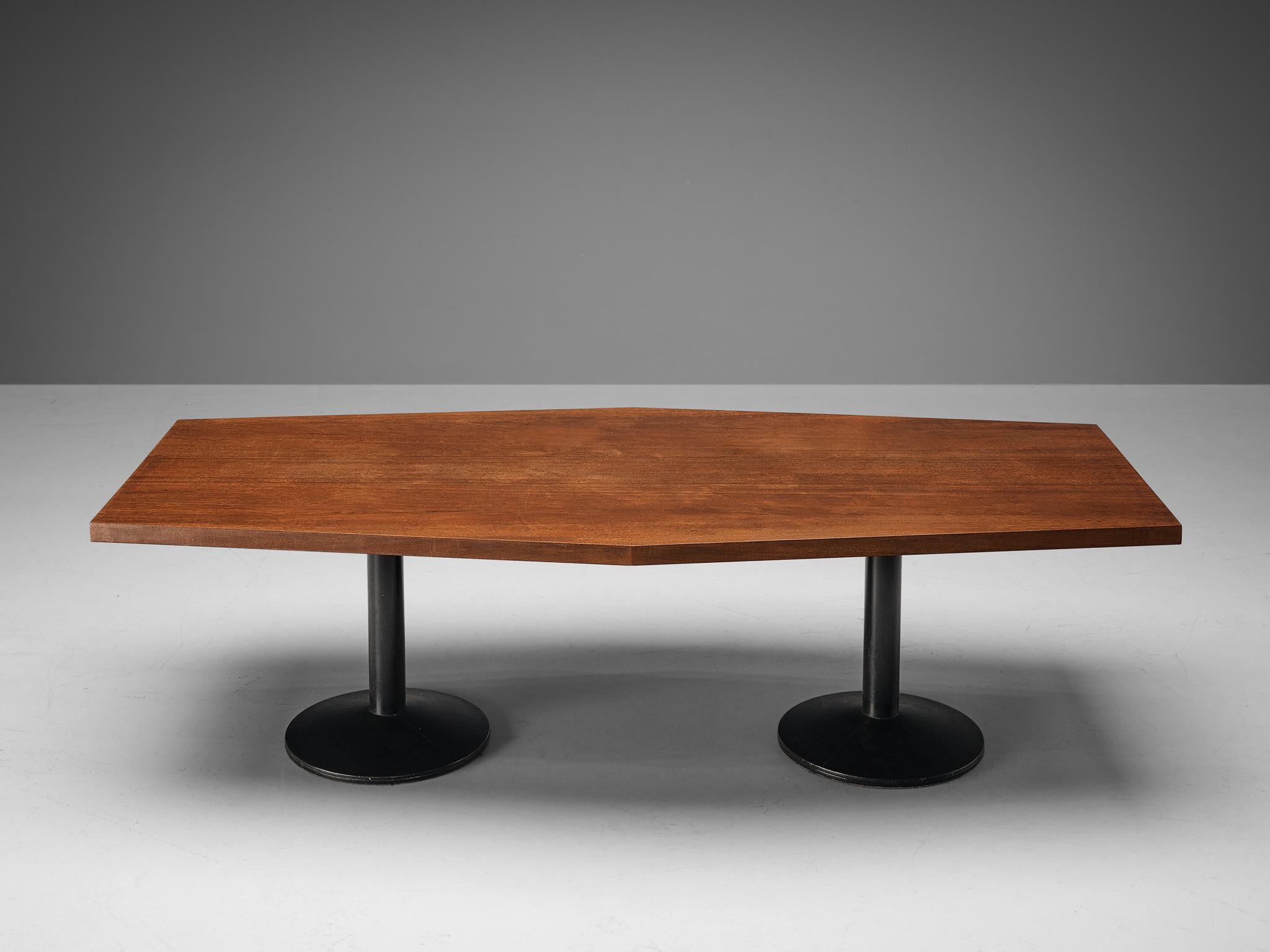Wim den Boon Dining Table in Solid Mahogany and Metal  For Sale 3