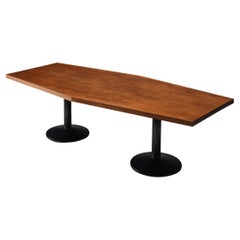 Retro Wim den Boon Dining Table in Solid Mahogany and Metal 
