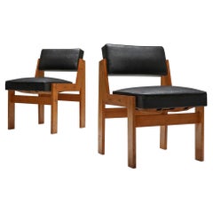 Wim Den Boon Easy Chairs in Oak and Original Vinyl