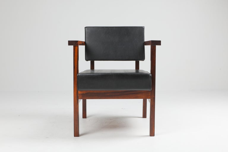 Black leather executive chair, Wim Den Boon, The Netherlands, 1950s.



