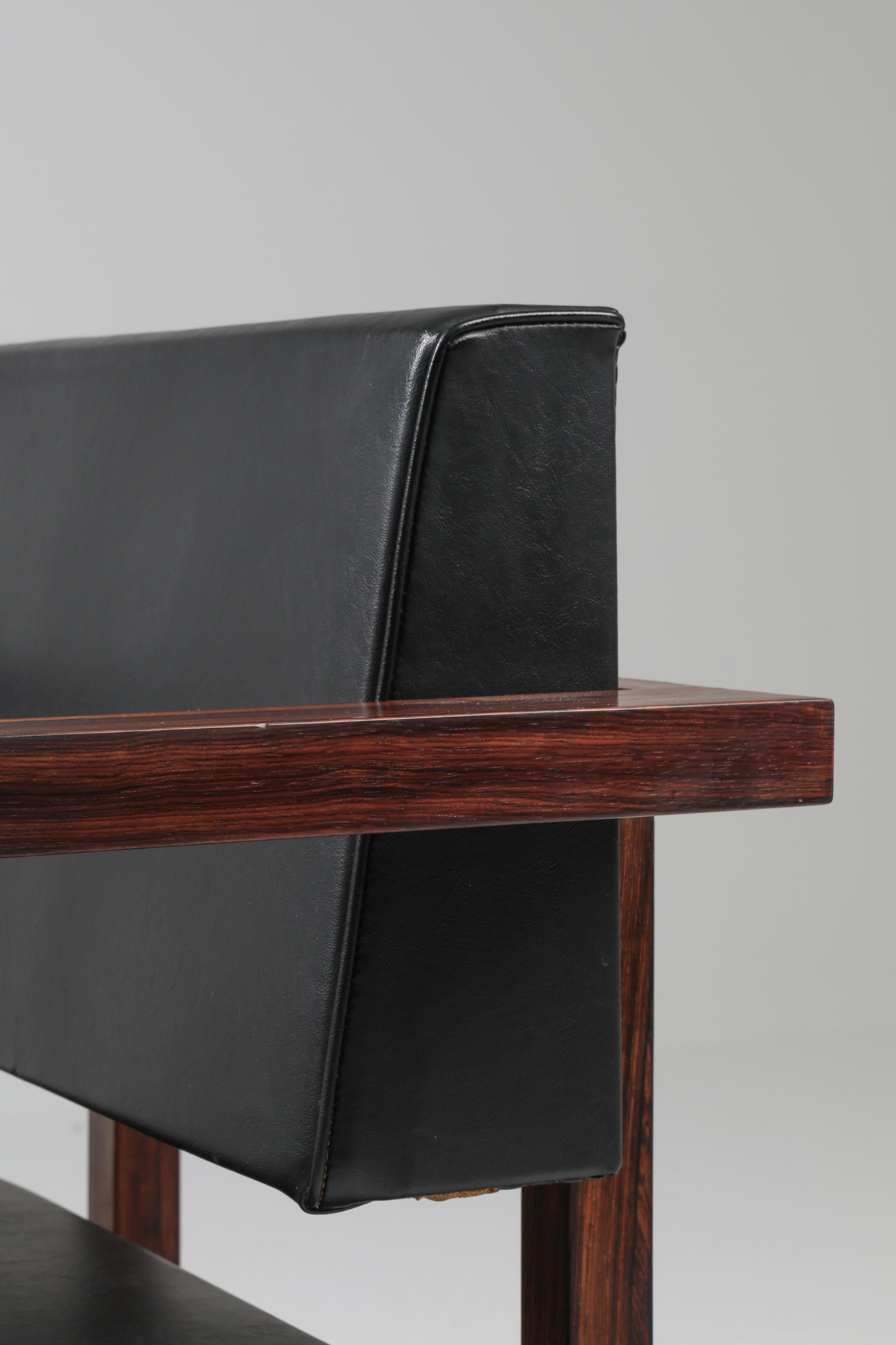 Wim Den Boon Executive Chair in Black Leather and Rosewood For Sale 1