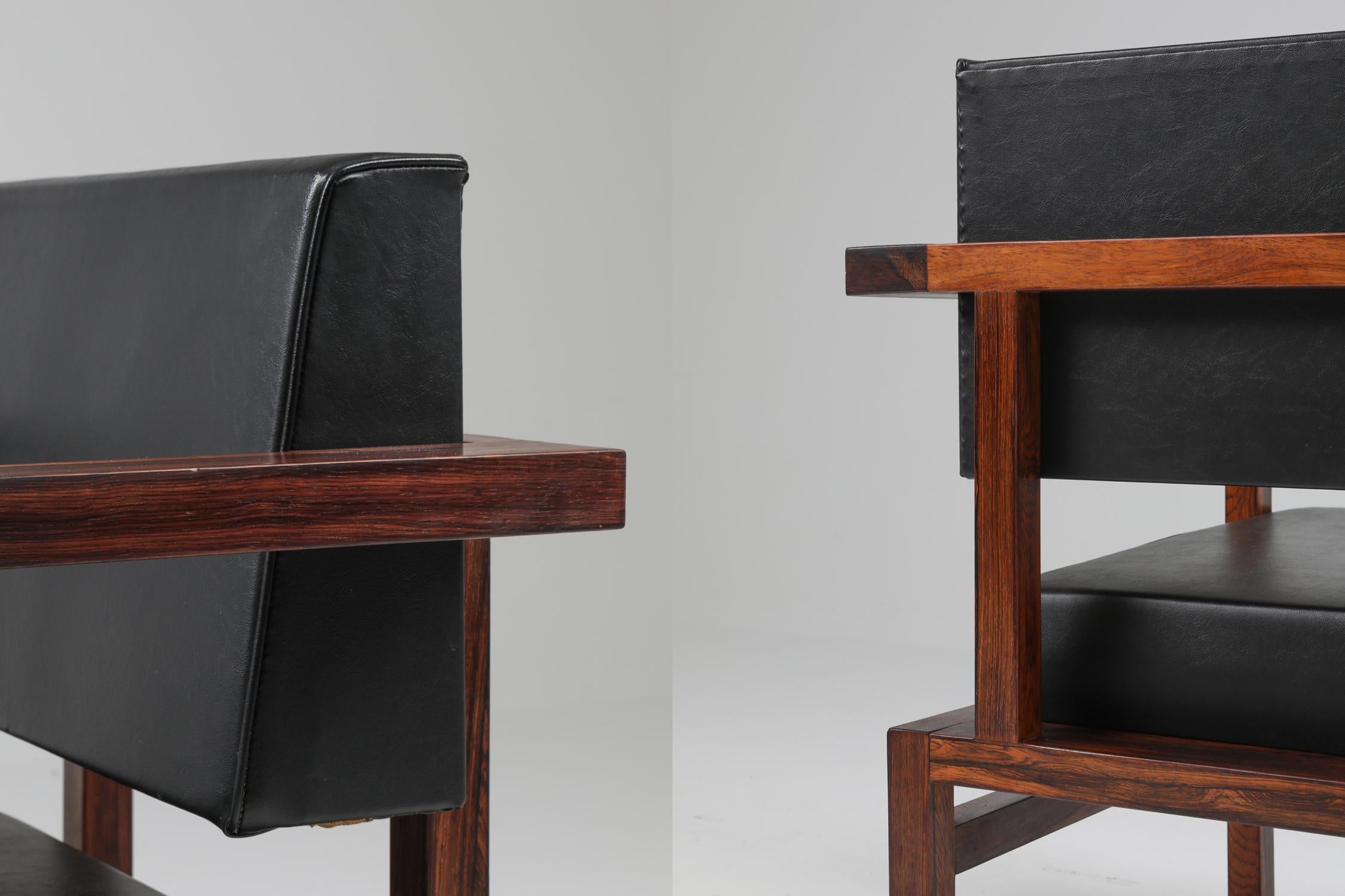 Wim Den Boon Executive Chairs in Black Leather, 1950s For Sale 3