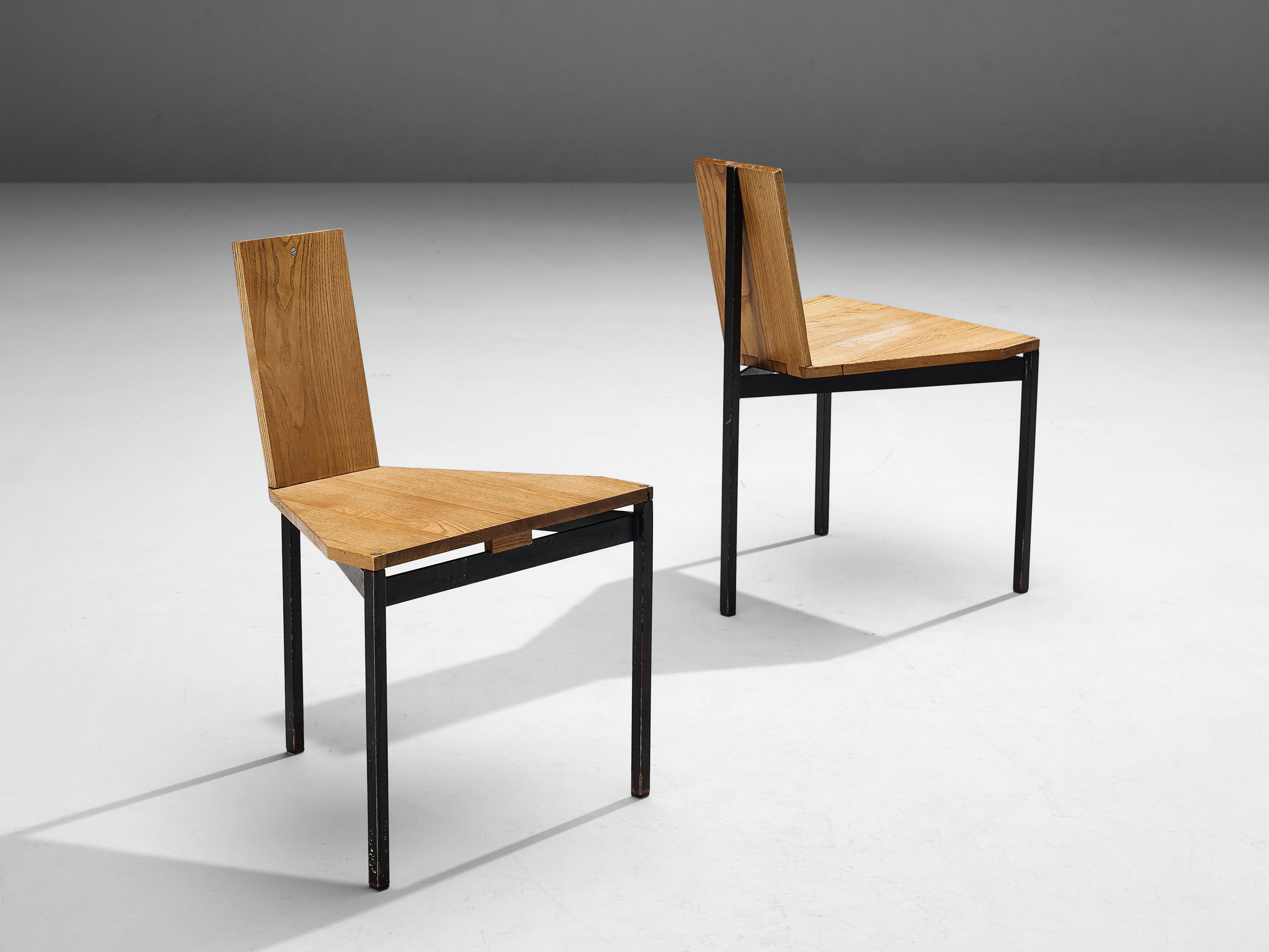 Wim Den Boon Set de six chaises de salle à manger en frêne et métal en vente 4