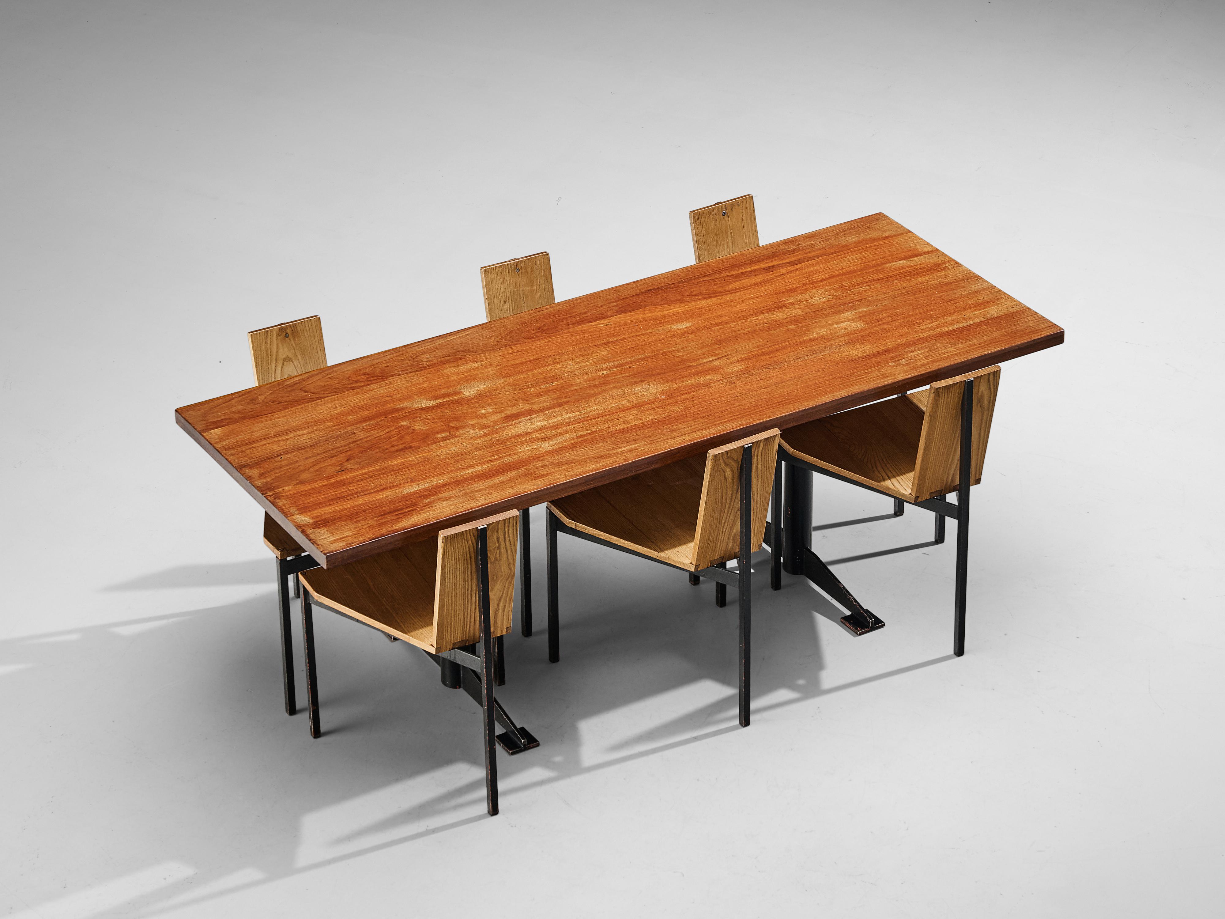 Wim Den Boon Set de six chaises de salle à manger en frêne et métal en vente 8