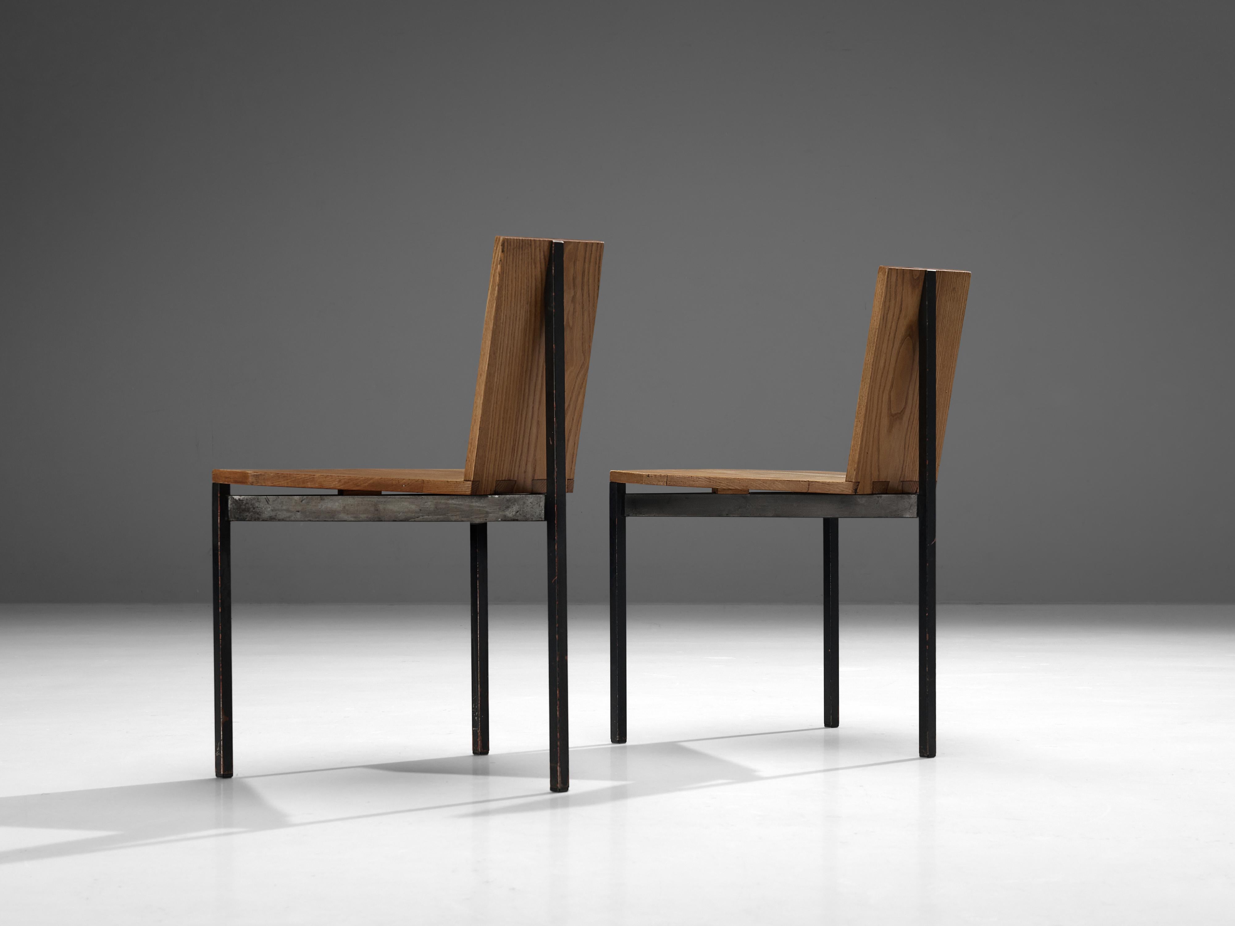 Wim Den Boon Set de six chaises de salle à manger en frêne et métal en vente 10