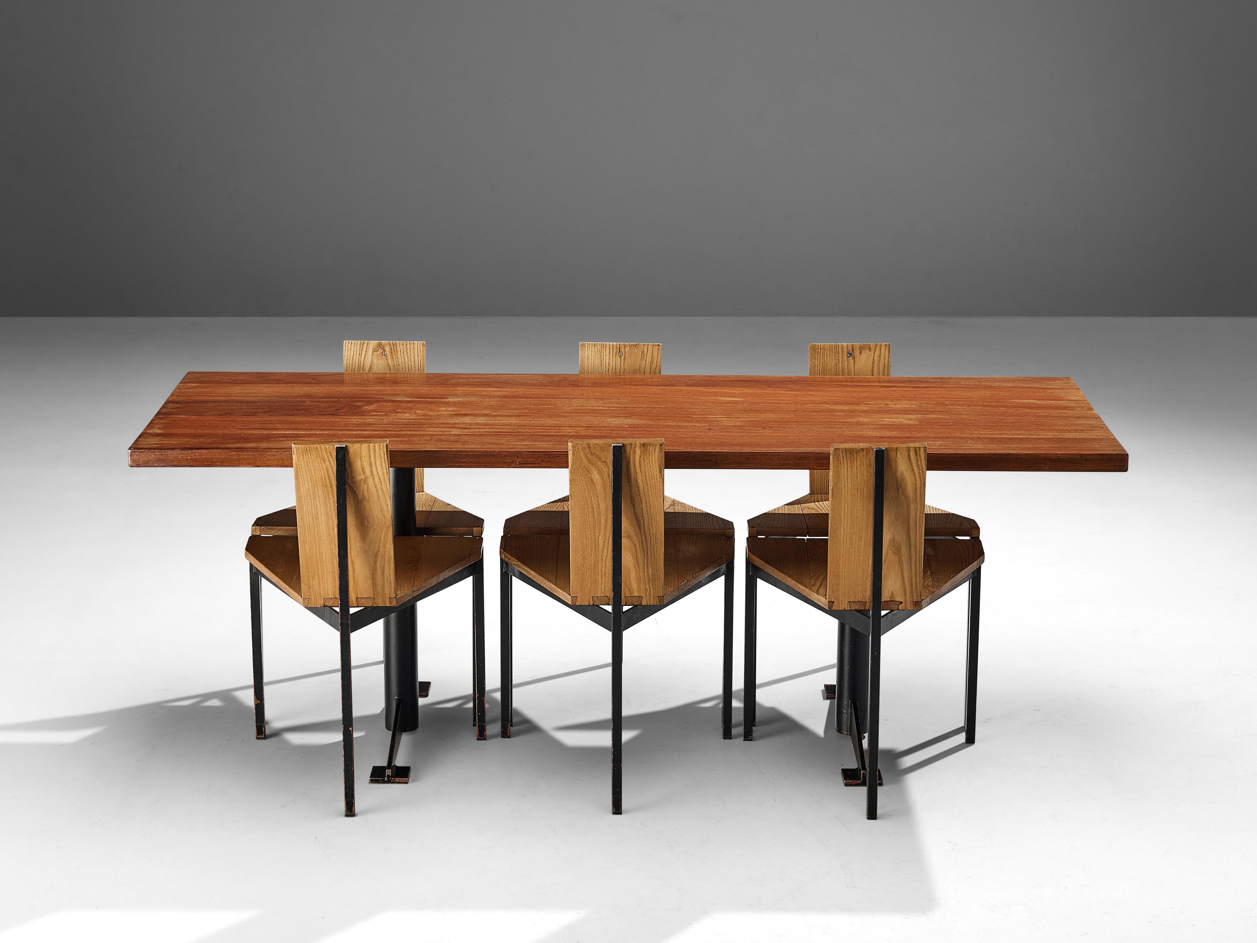 Wim Den Boon Set de six chaises de salle à manger en frêne et métal en vente 13