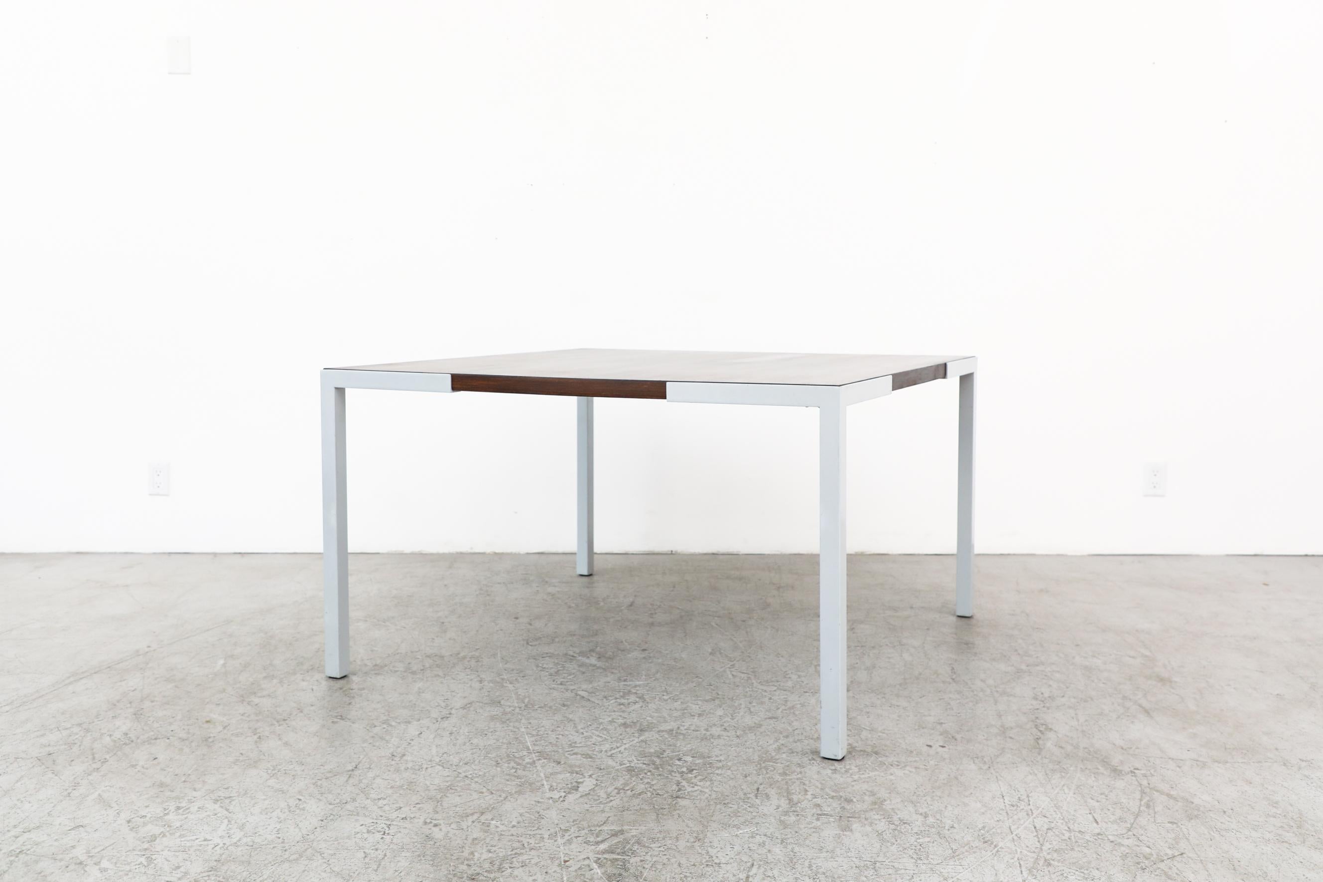 Wim den Boon Square Wenge and Light Gray Enameled Metal Dining Table In Good Condition For Sale In Los Angeles, CA