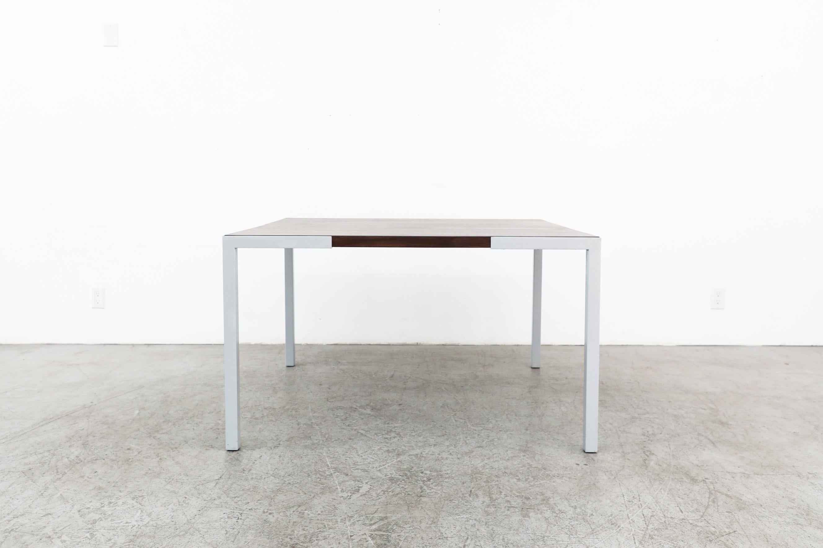Mid-20th Century Wim den Boon Square Wenge and Light Gray Enameled Metal Dining Table For Sale