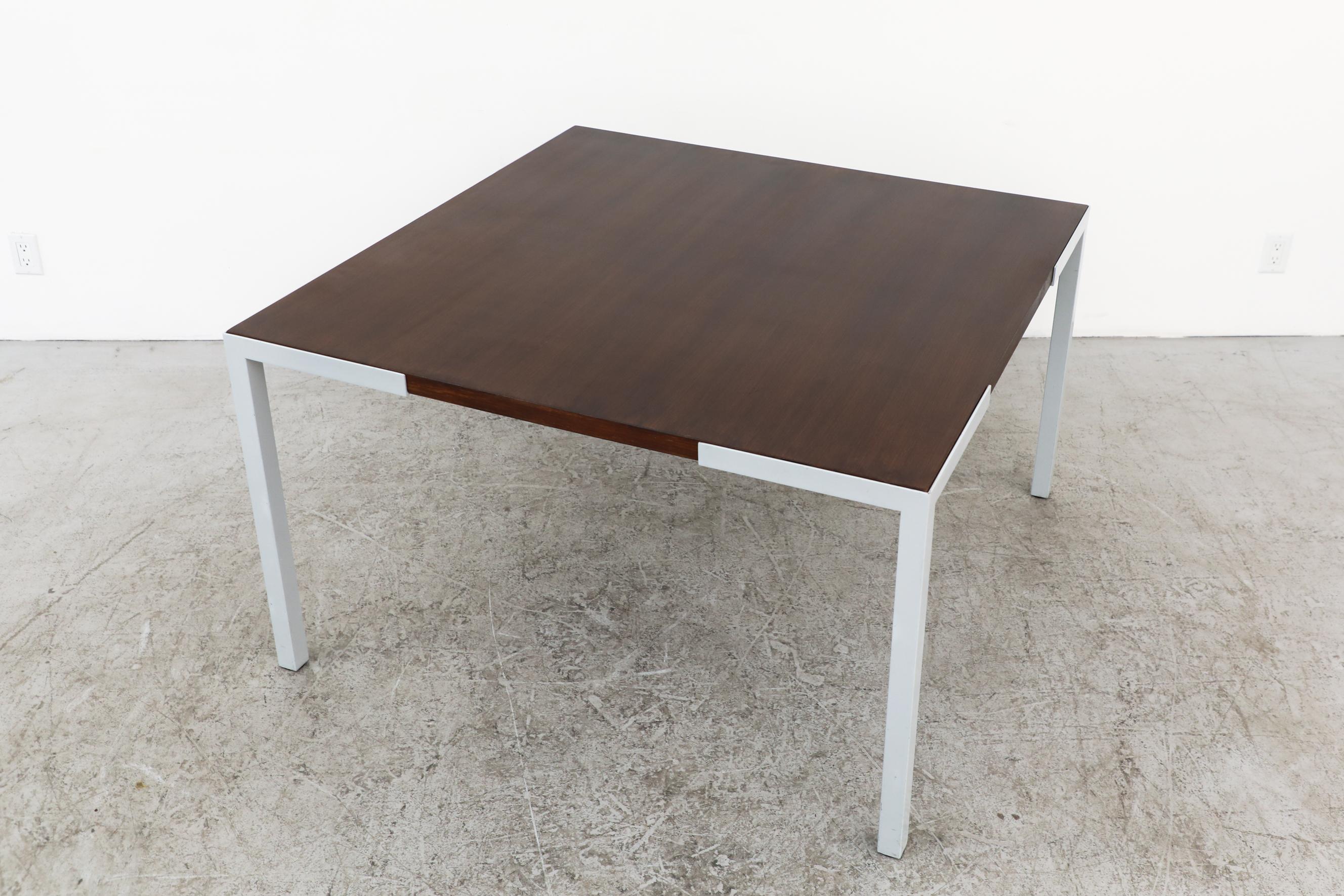 Wim den Boon Square Wenge and Light Gray Enameled Metal Dining Table For Sale 1