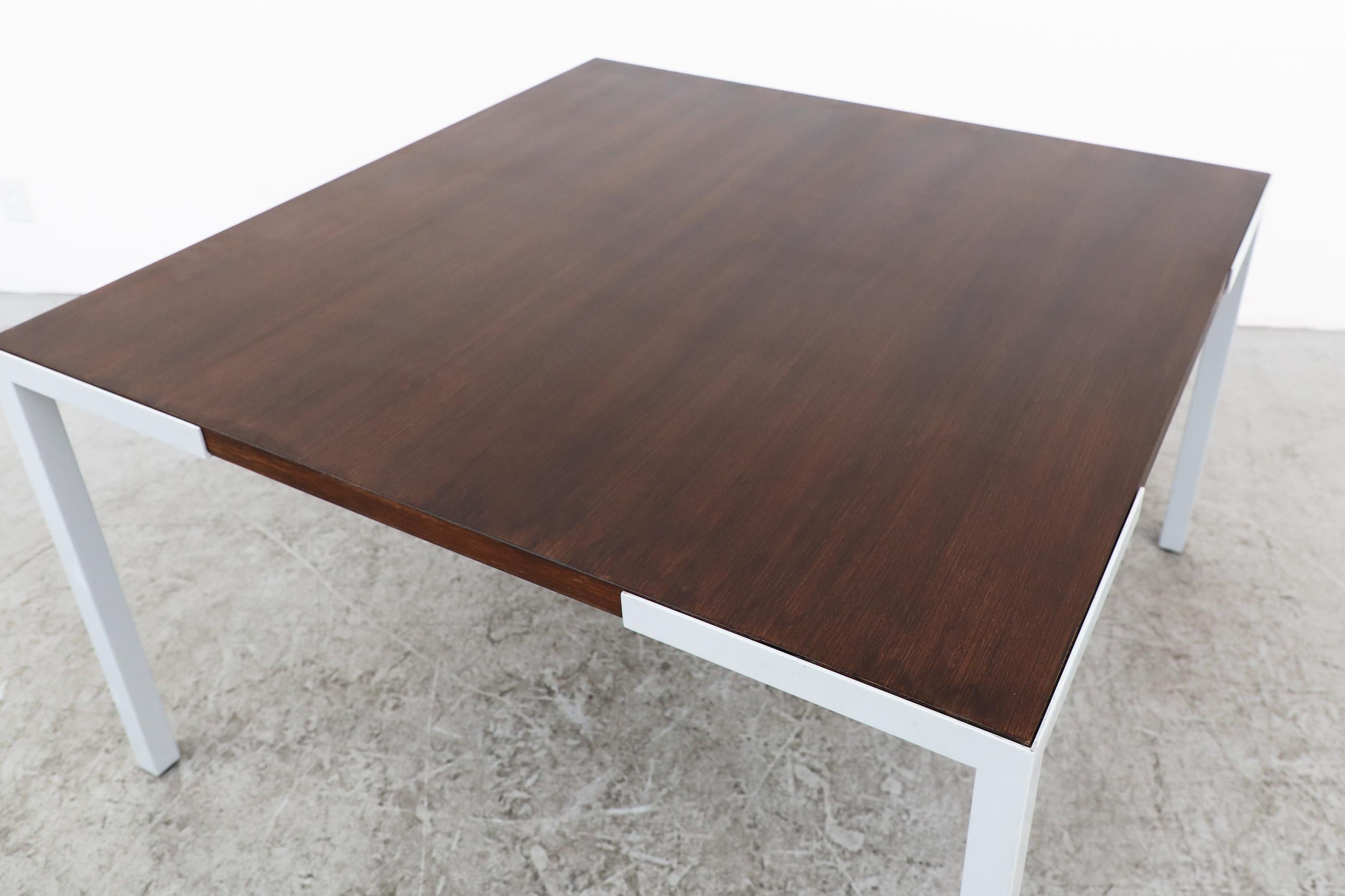 Wim den Boon Square Wenge and Light Gray Enameled Metal Dining Table For Sale 2