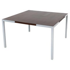 Wim den Boon Quadratischer Esstisch aus Wenge und hellgrau emailliertem Metall