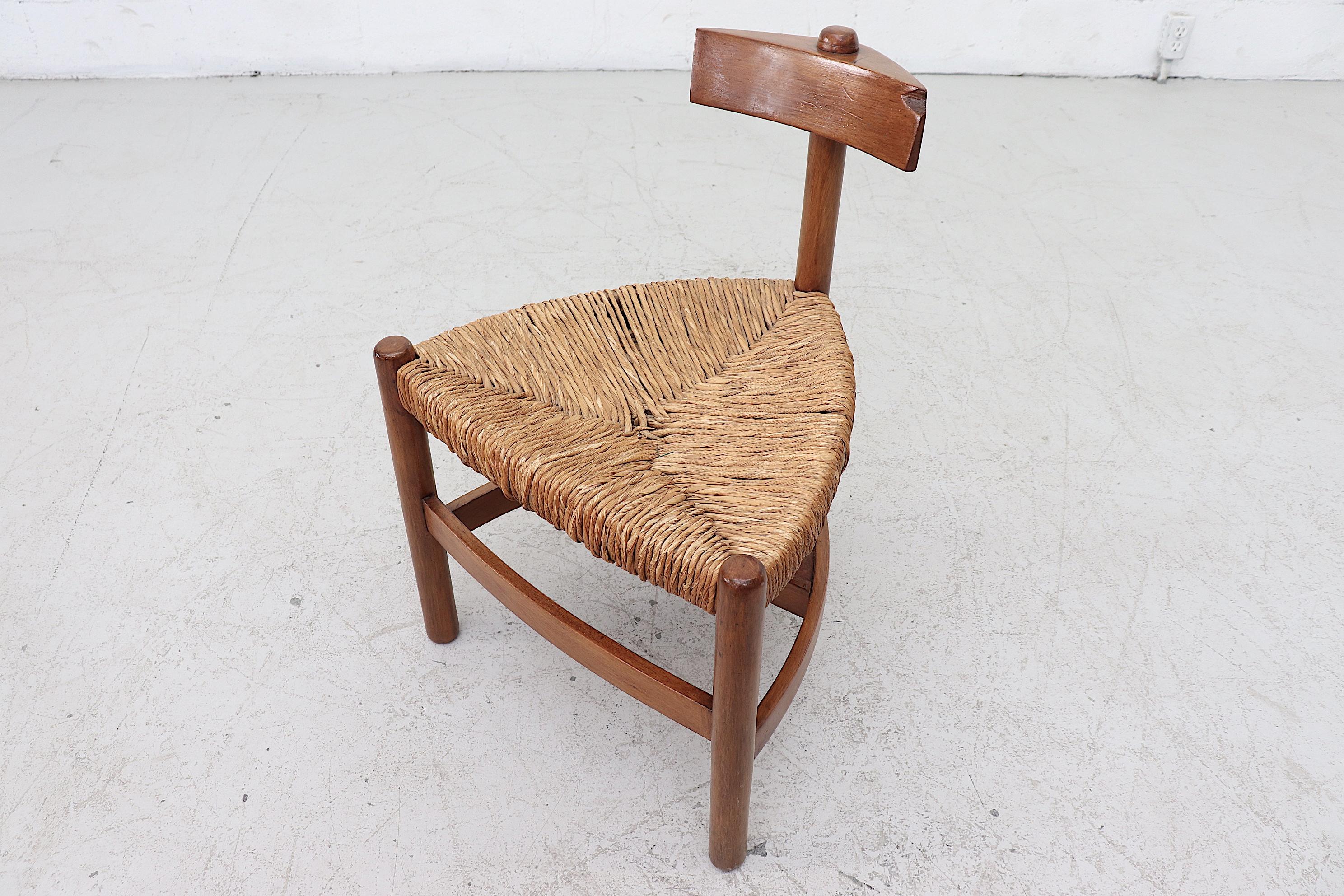 Fin du 20e siècle Chaise de joncs à trépieds style Wim Den Boon