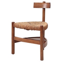 Chaise de joncs à trépieds style Wim Den Boon
