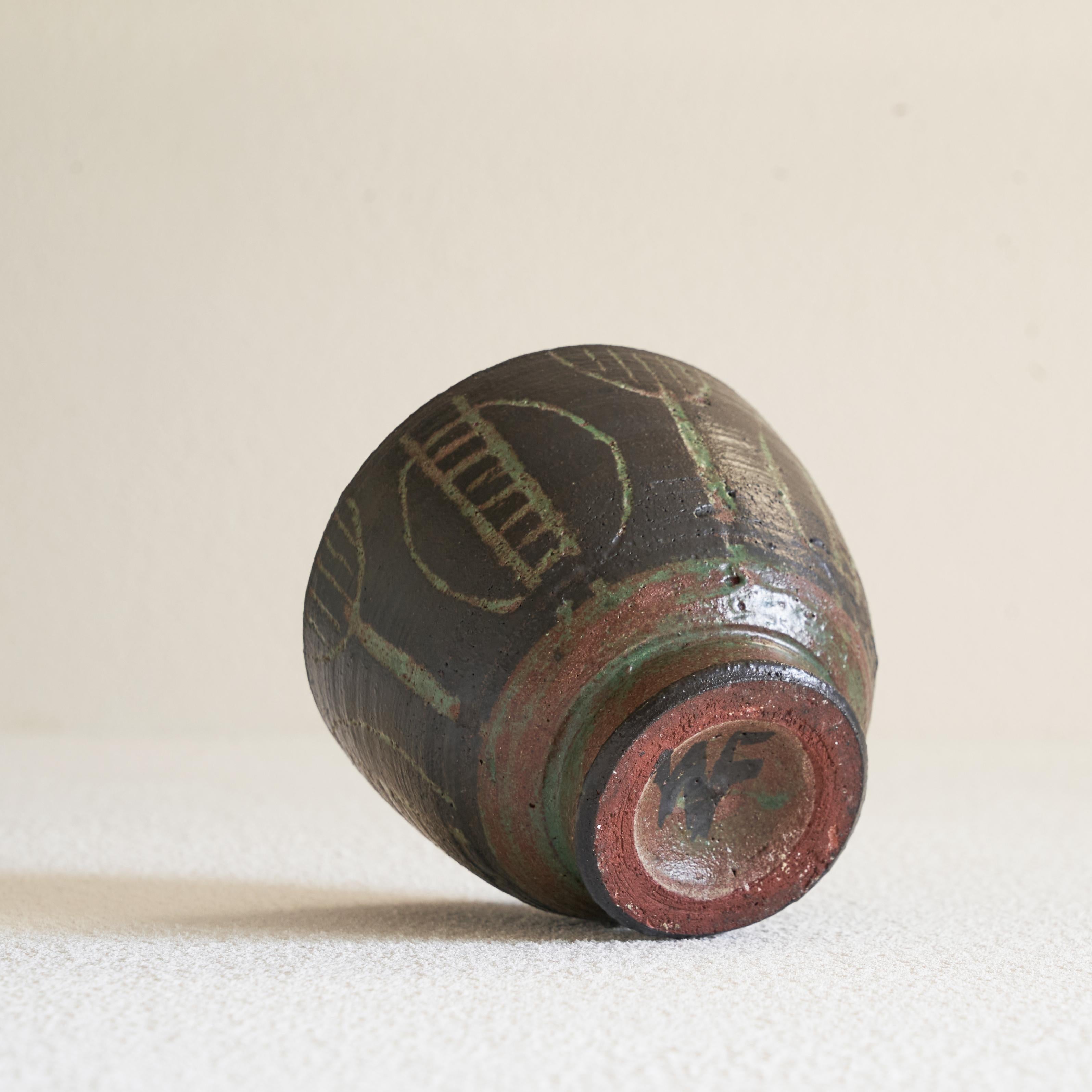 Mid-Century moderno Ciotola in Studio Pottery di Wim Fiege, 1950, Modernista, metà del secolo. in vendita