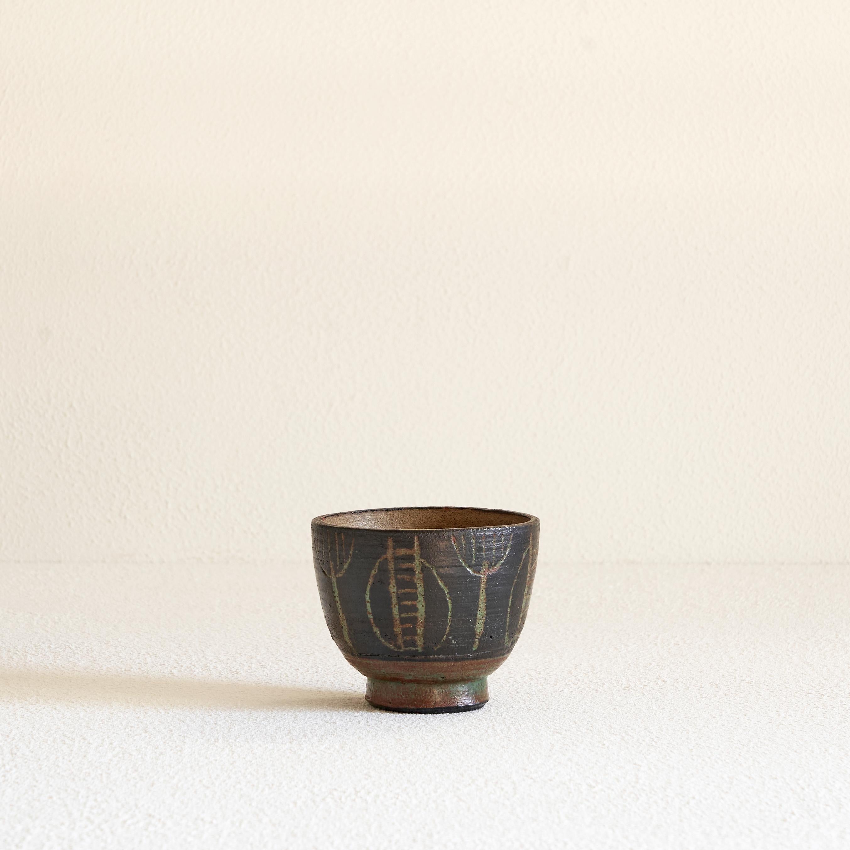Olandese Ciotola in Studio Pottery di Wim Fiege, 1950, Modernista, metà del secolo. in vendita