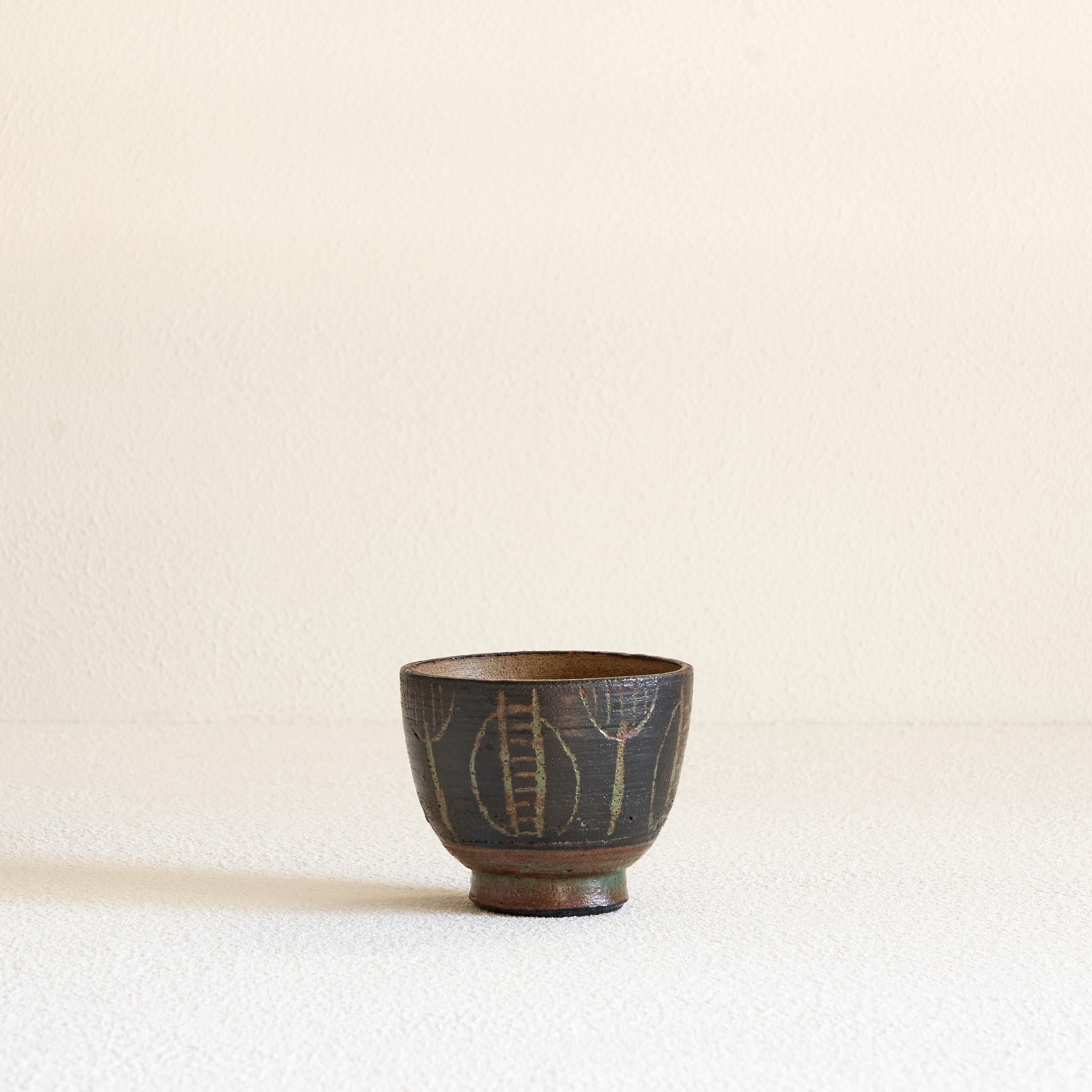 Hand-Crafted Wim Fiege Mid-Century Modernist Studio Pottery Bowl, 1950s For Sale