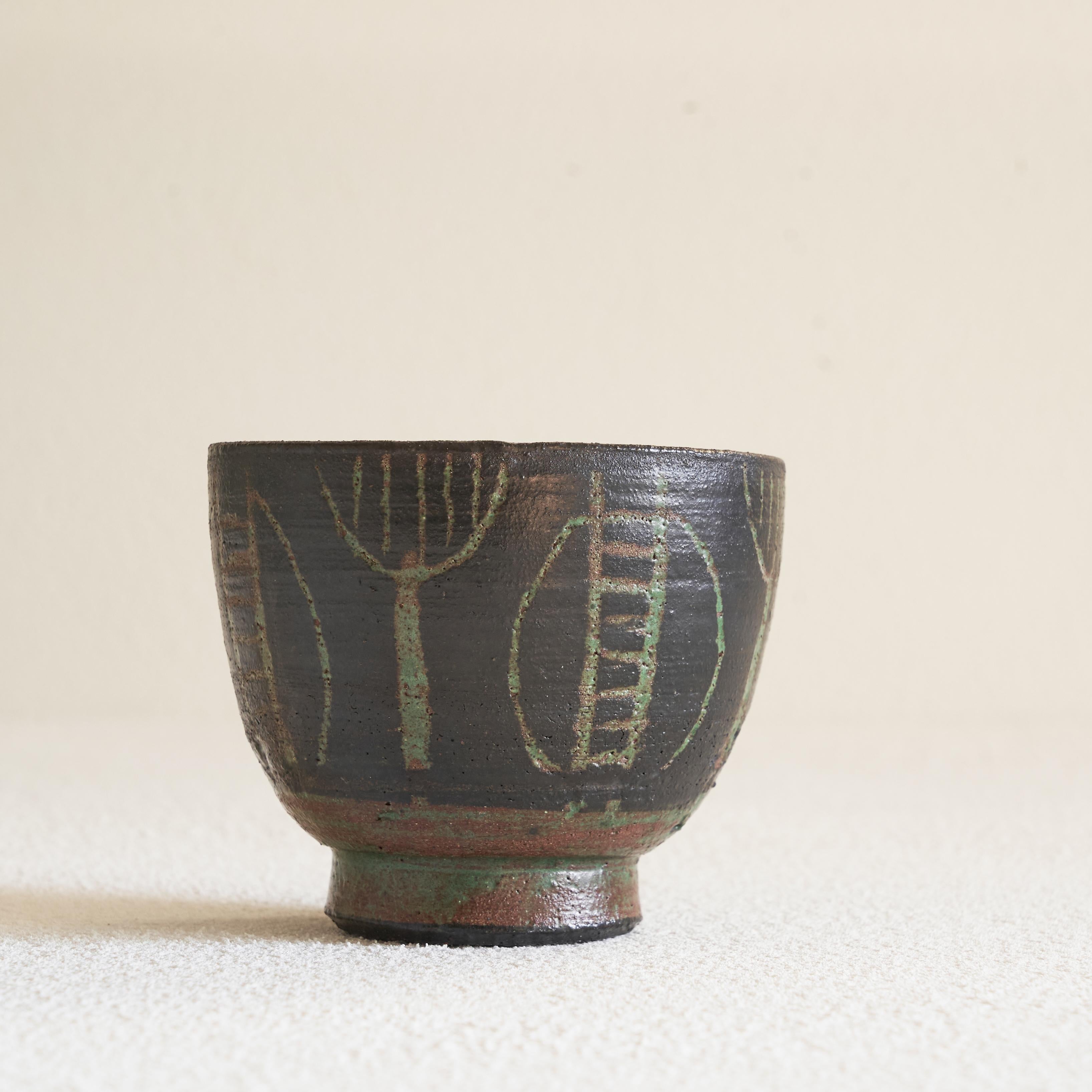 Ciotola in Studio Pottery di Wim Fiege, 1950, Modernista, metà del secolo. In condizioni buone in vendita a Meer, VAN