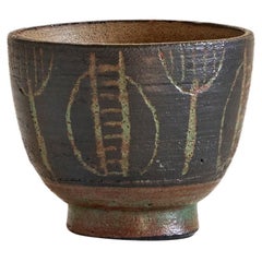 Cuenco de cerámica de Studio Pottery modernista de mediados de siglo Wim Fiege, años 50