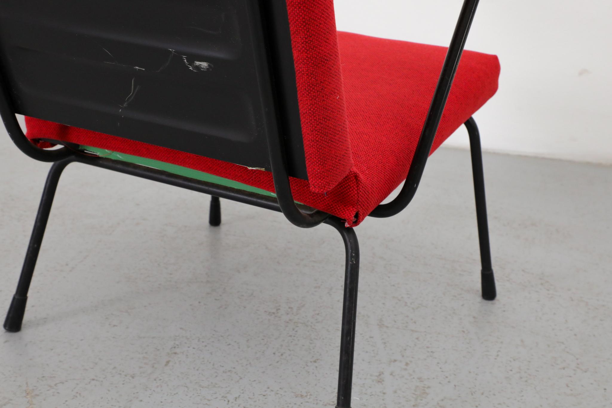 Wim Rietveld 1401 Lounge Chair for Gispen with New Crimson Red Upholstery For Sale 9