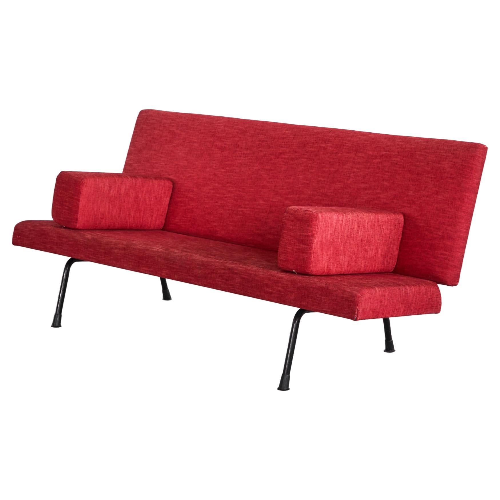 Wim Rietveld '447' Sofa aus rotem Stoff 1950er Jahre