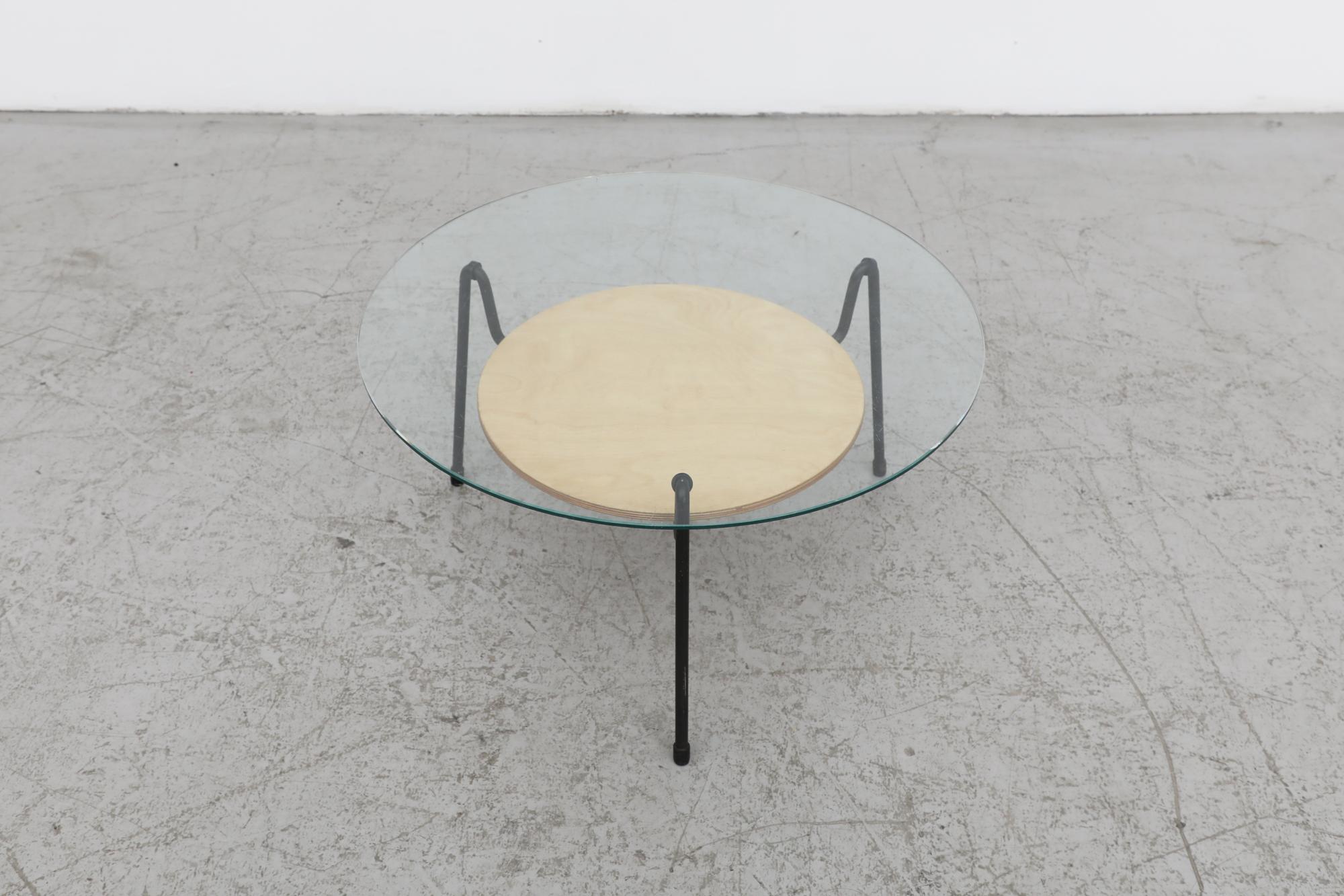 Wim Rietveld 535 Mosquito Table with Wood Tray In Good Condition In Los Angeles, CA