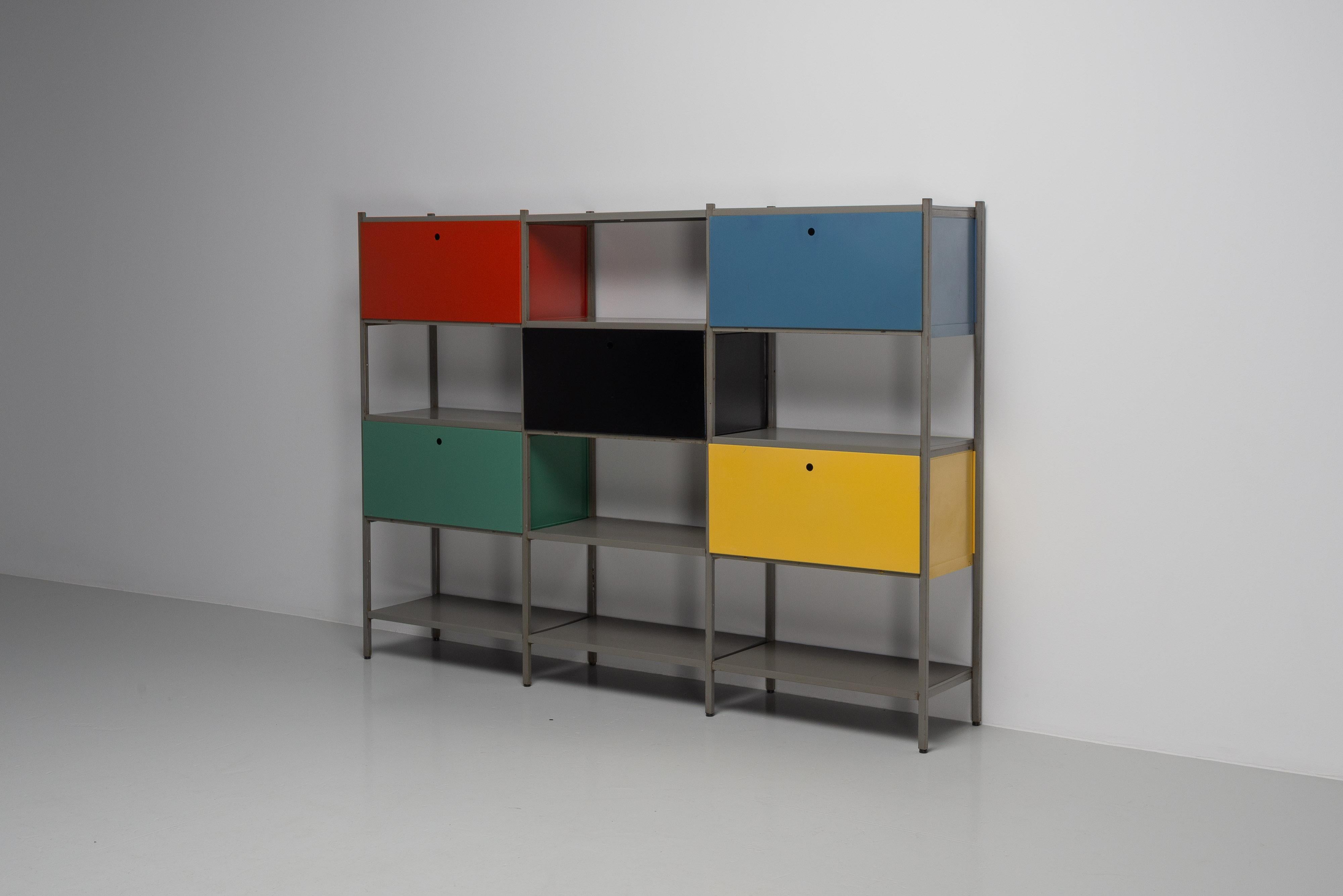 Metallo Libreria Wim Rietveld 663 di Gispen Culemborg 1954 in vendita