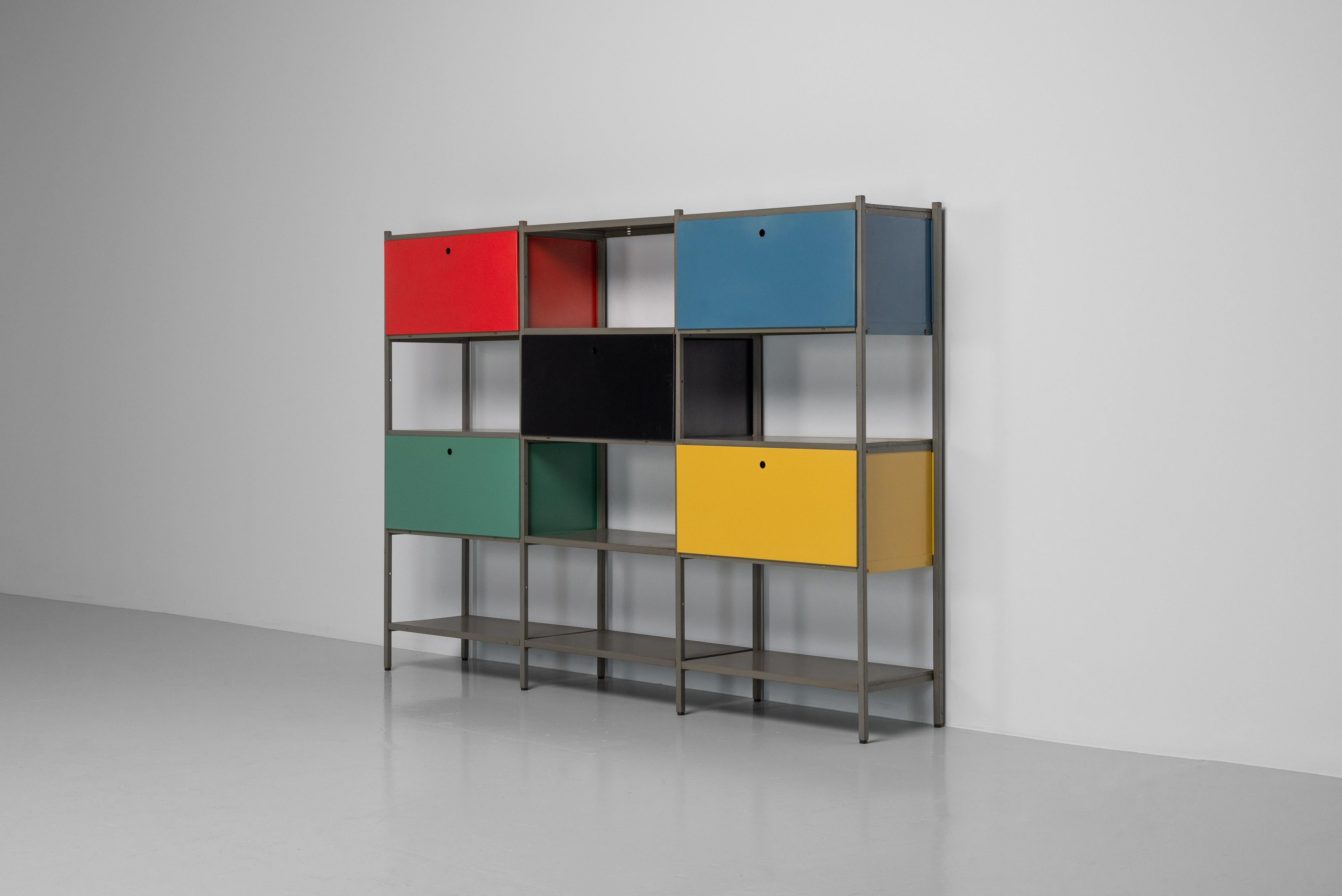 Cold-Painted Wim Rietveld 663 bookcase Gispen Culemborg 1954