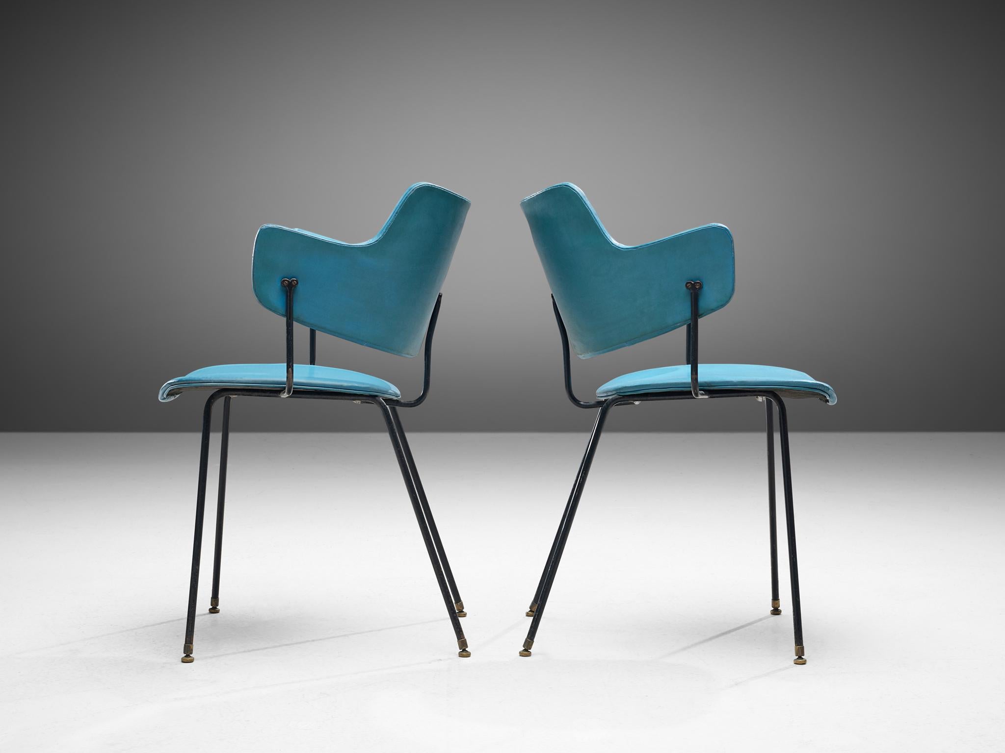 Mid-20th Century Wim Rietveld and W.H. Gispen Blue '205' Chairs for Kembo, Netherlands