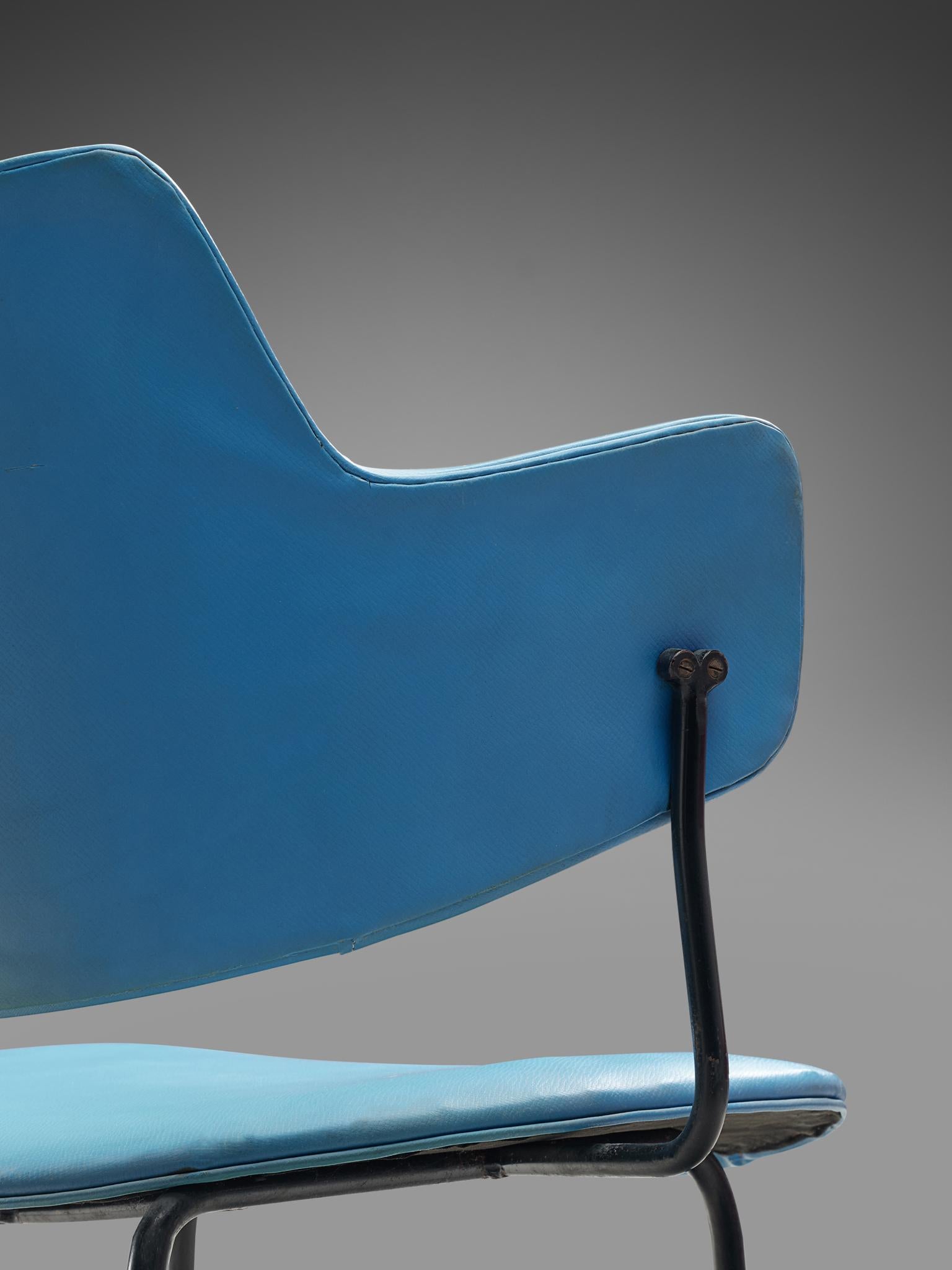 Wim Rietveld and W.H. Gispen Blue '205' Chairs for Kembo, Netherlands 1