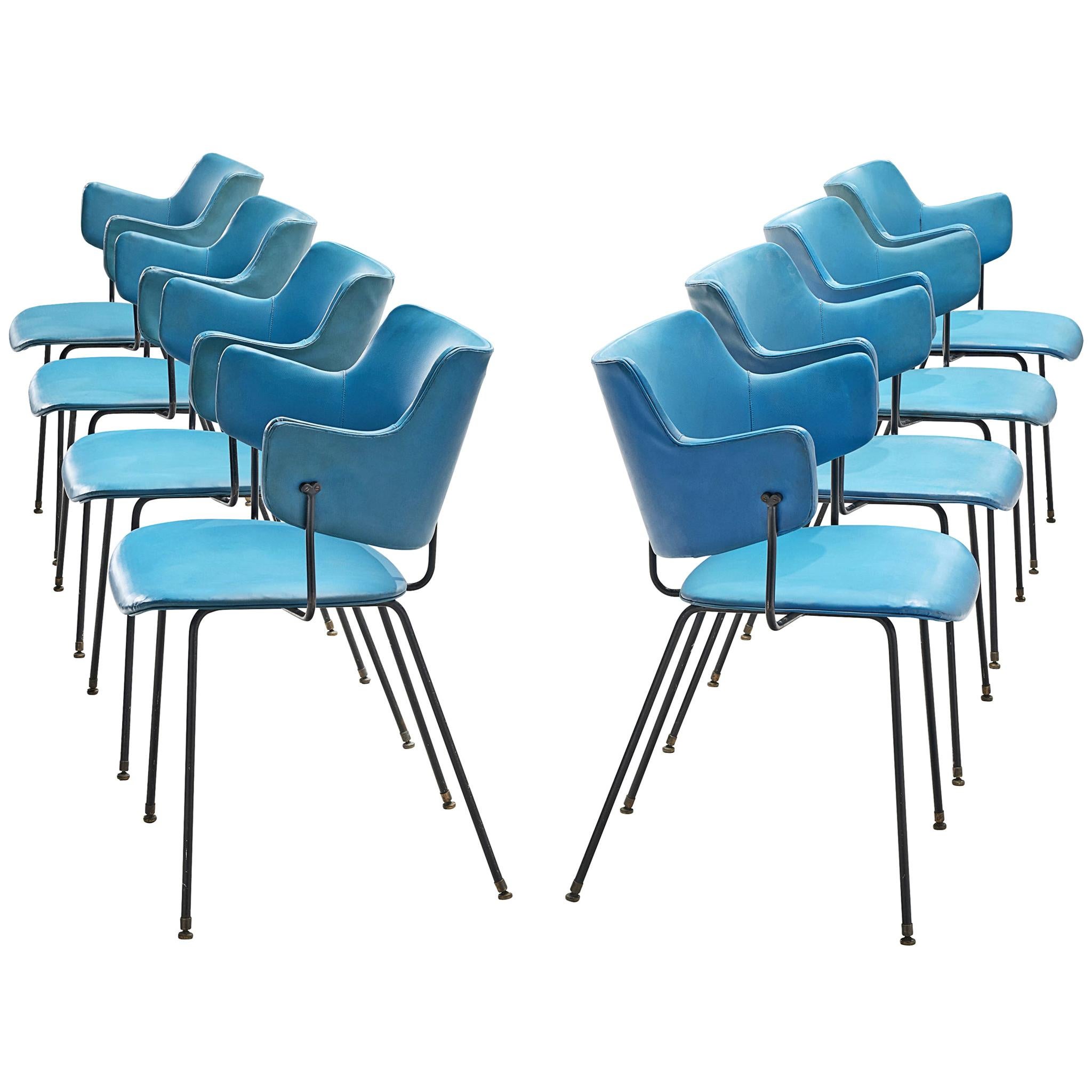 Wim Rietveld and W.H. Gispen Blue '205' Chairs for Kembo, Netherlands
