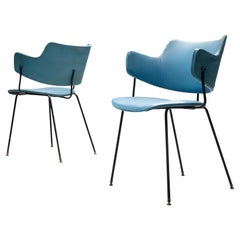 Wim Rietveld and Willem Gispen for Kembo Armchairs in Blue Leatherette