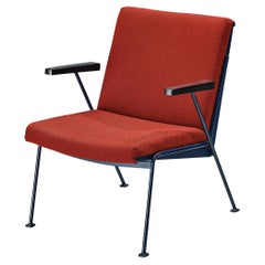Vintage Wim Rietveld for Ahrend De Cirkel 'Oase' Lounge Chair in Red Upholstery