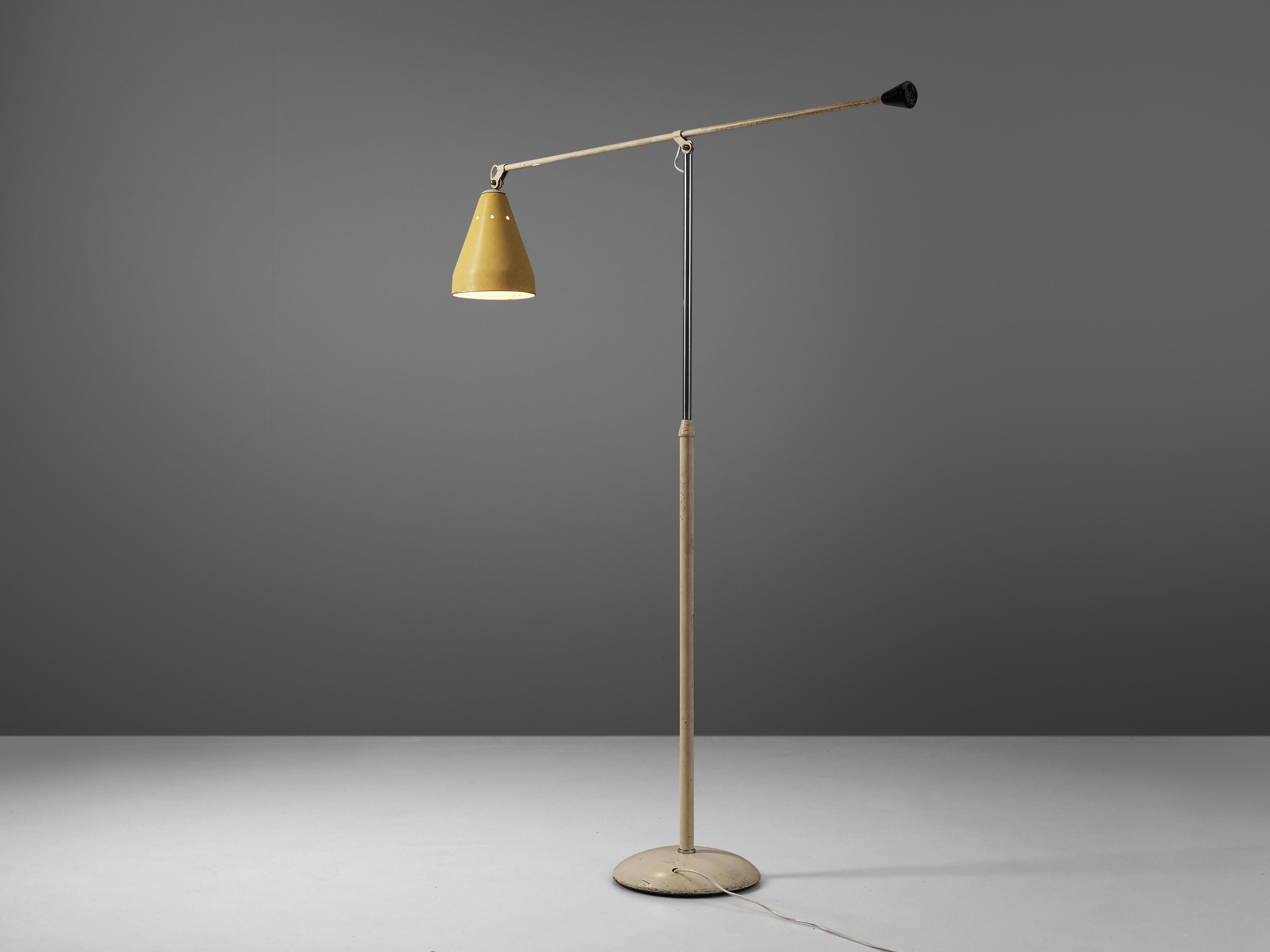 Dutch Wim Rietveld for Gispen Adjustable Floor Lamp Model 6332 in Metal