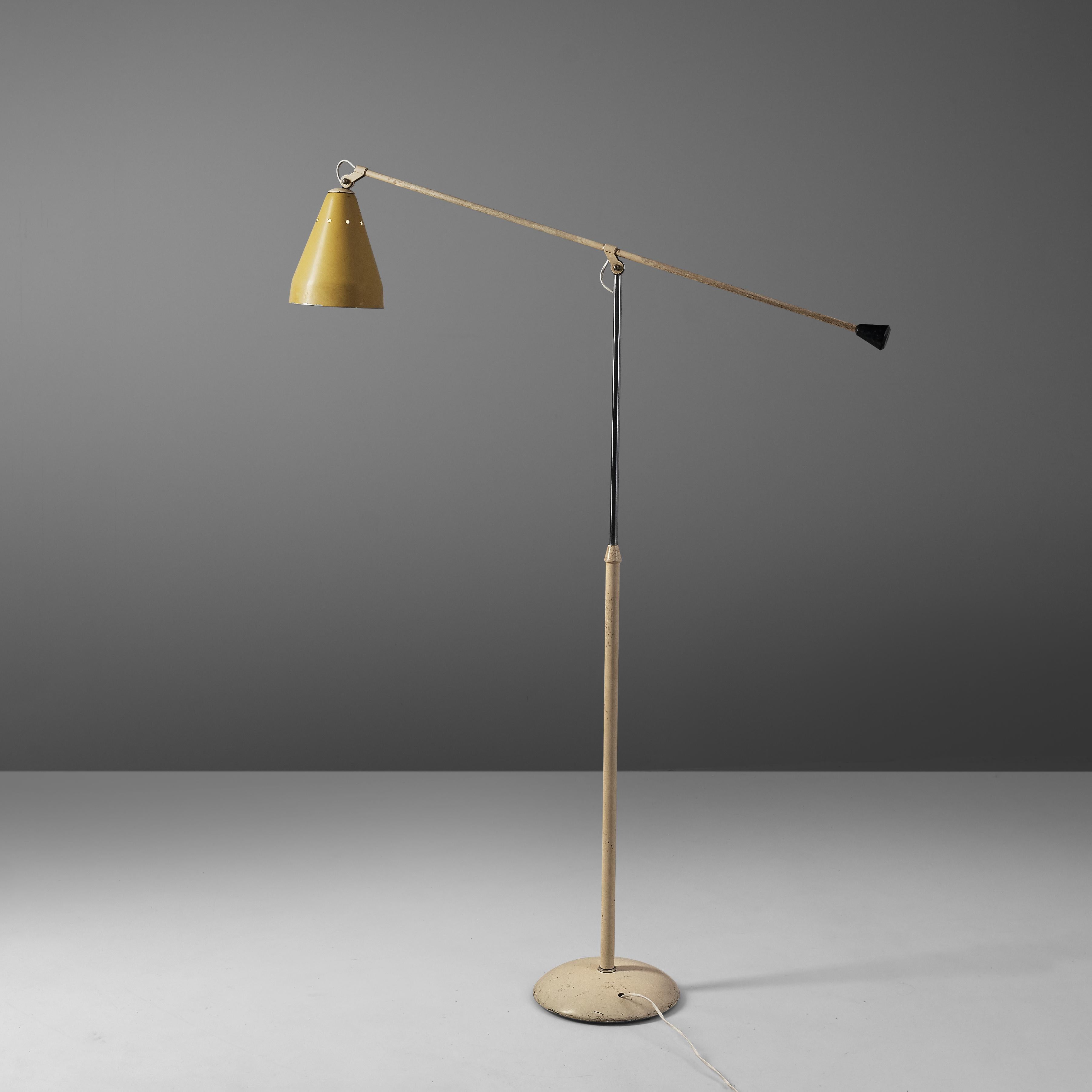 Wim Rietveld for Gispen Adjustable Floor Lamp Model 6332 in Metal In Good Condition In Waalwijk, NL