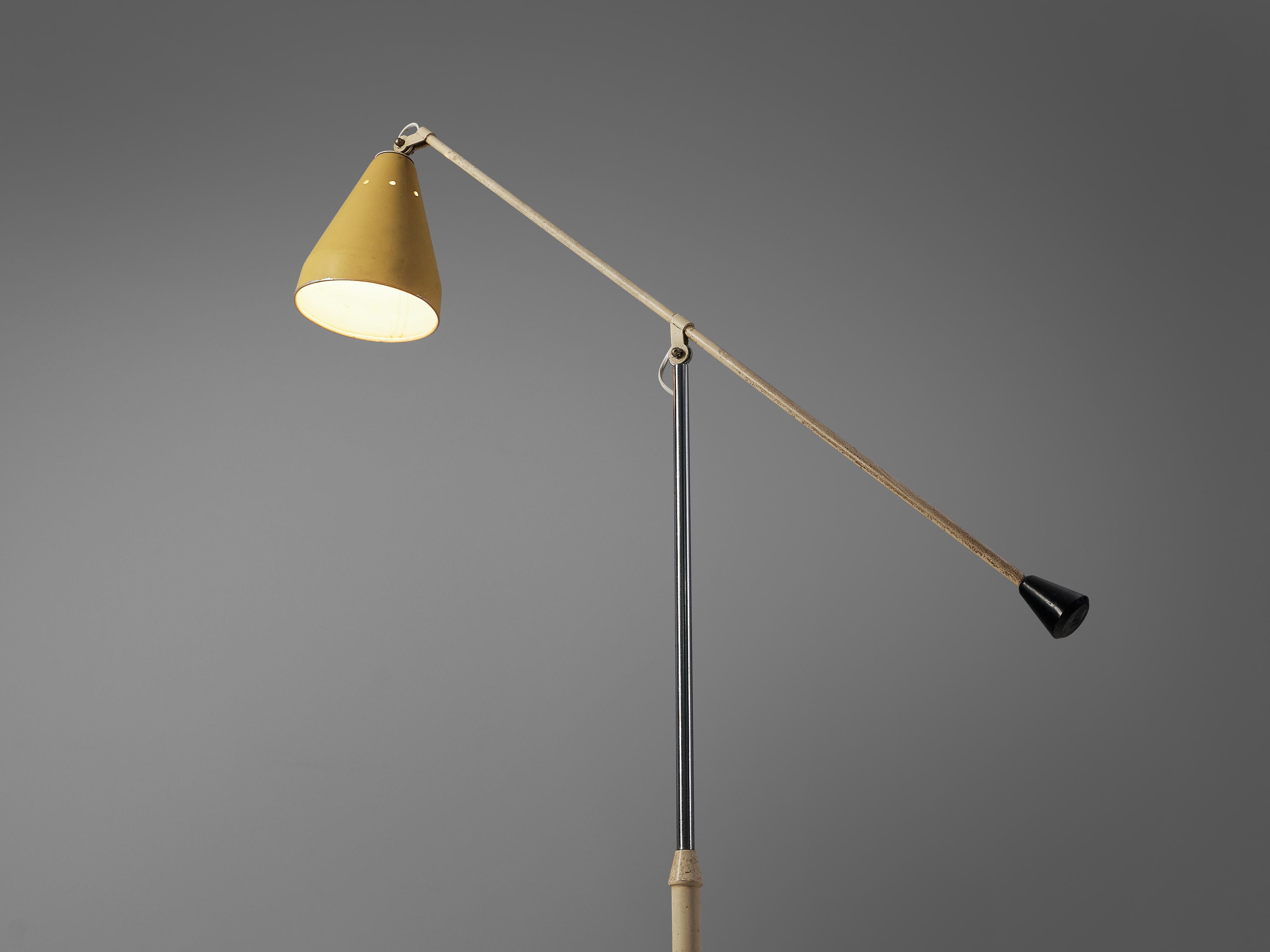 Mid-20th Century Wim Rietveld for Gispen Adjustable Floor Lamp Model 6332 in Metal