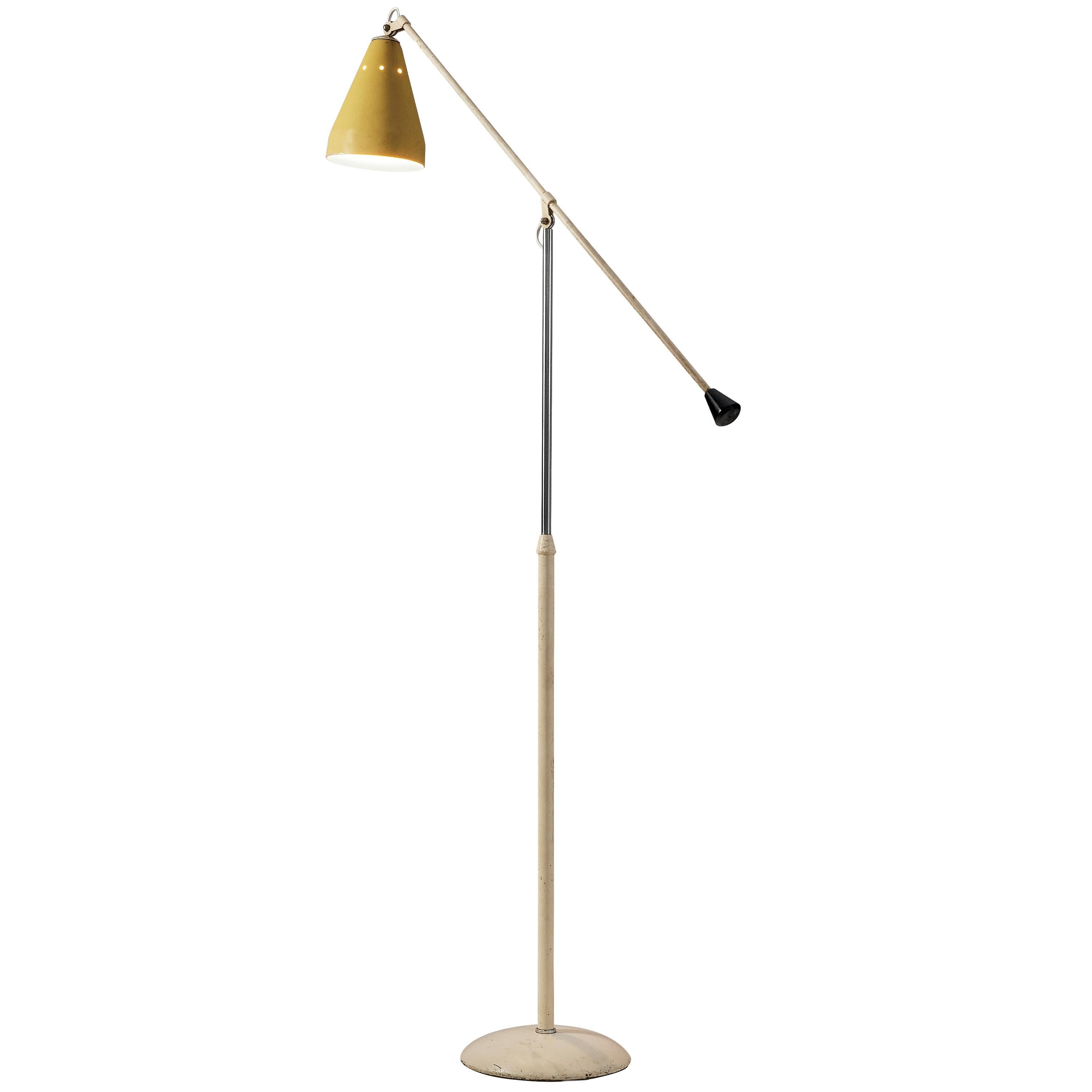 Wim Rietveld for Gispen Adjustable Floor Lamp Model 6332 in Metal