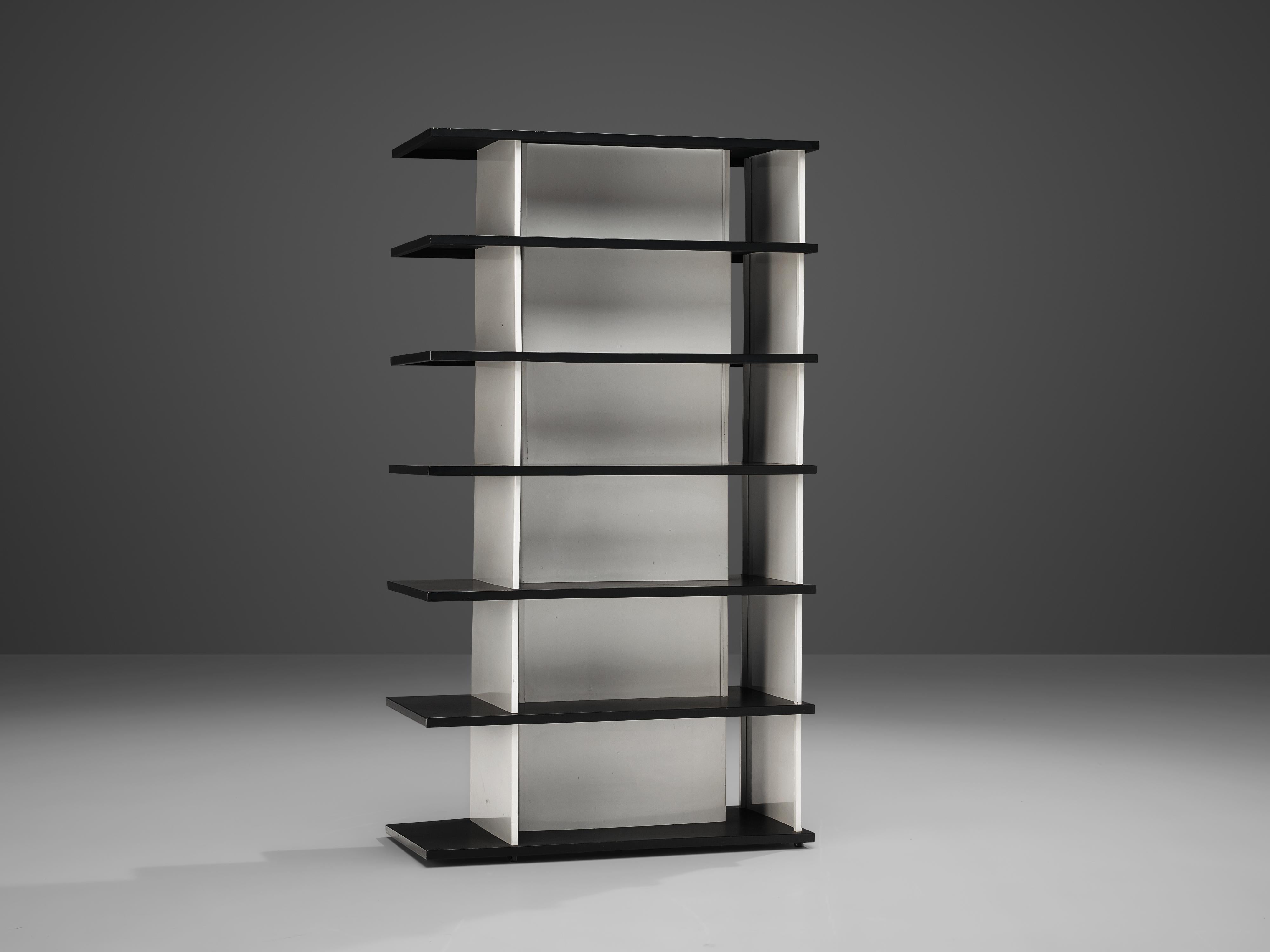 Dutch Wim Rietveld Free-Standing Bookcase in Black and White Metal For Sale