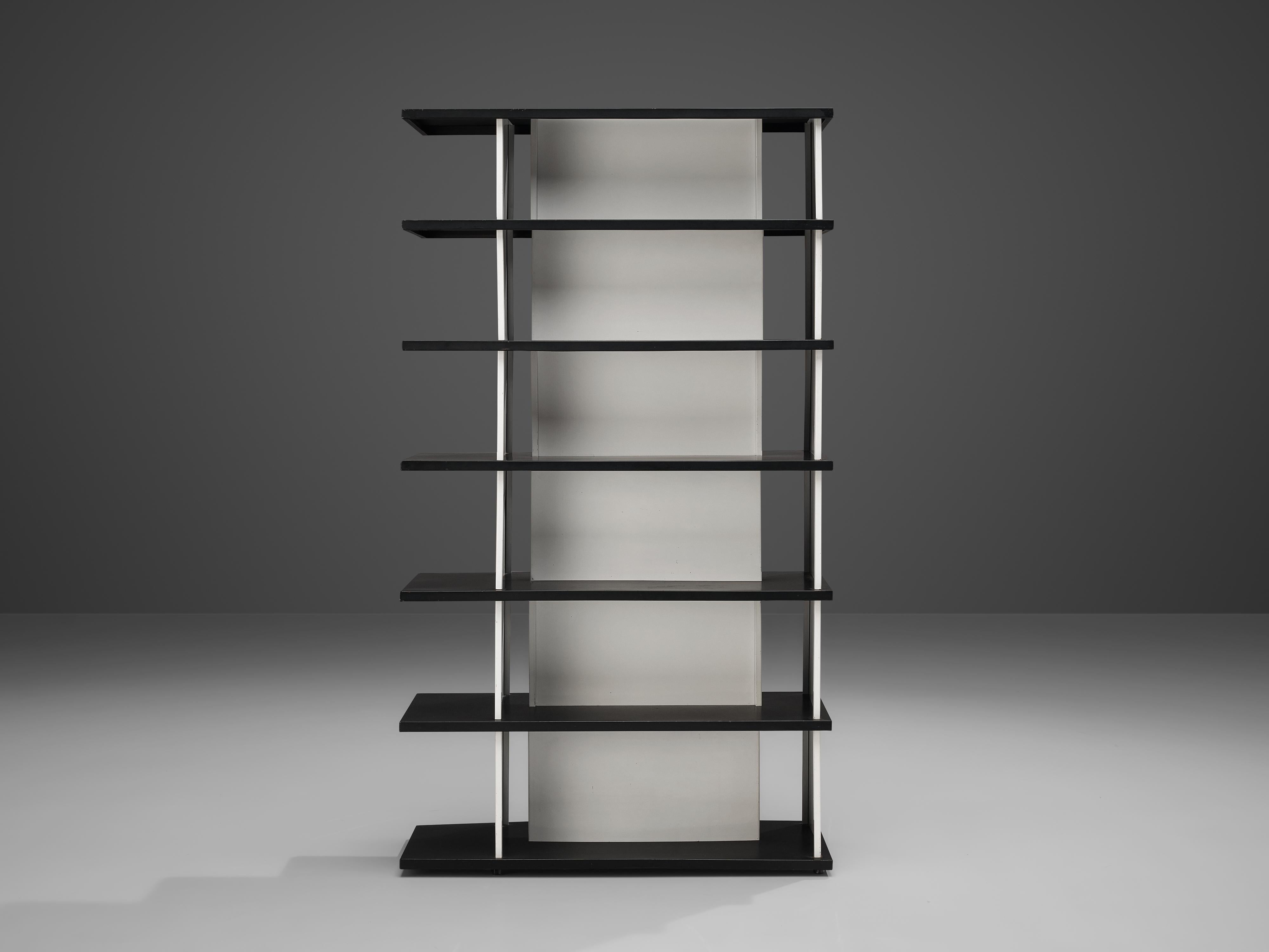 Mid-20th Century Wim Rietveld Free-Standing Bookcase in Black and White Metal For Sale