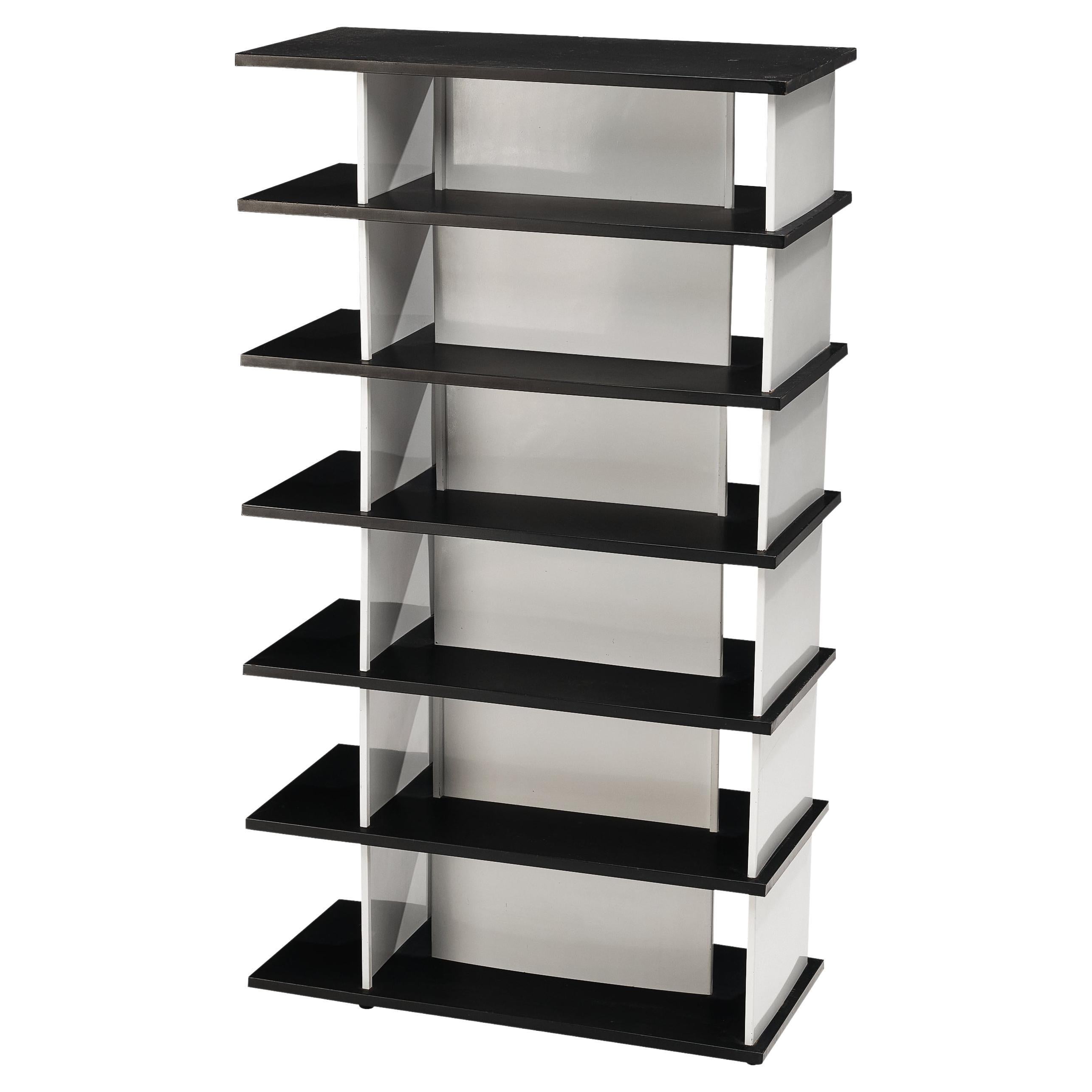Wim Rietveld Free-Standing Bookcase in Black and White Metal For Sale