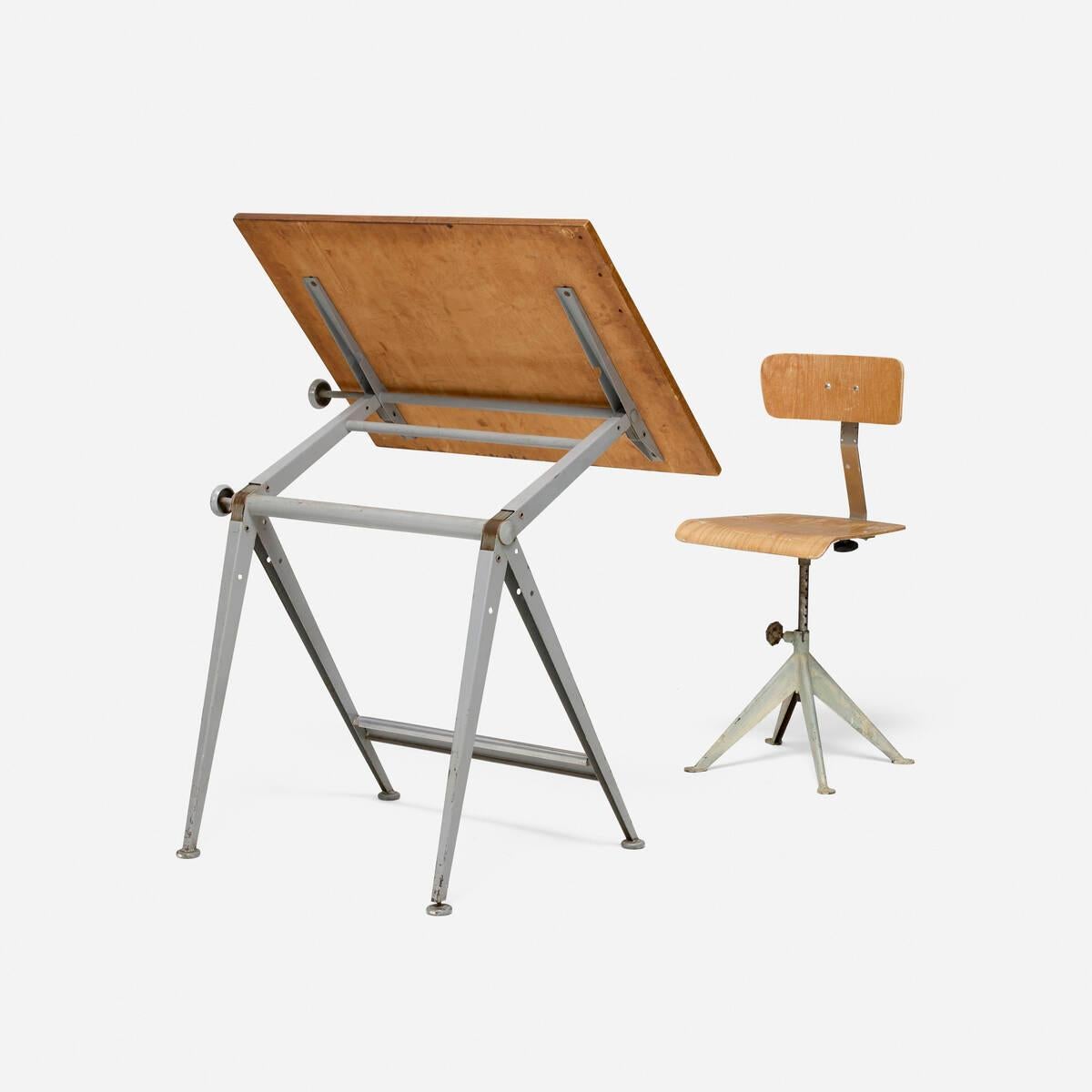 Olandese Wim Rietveld & Friso Kramer - Tavolo da disegno Reply e sedia operativa in vendita