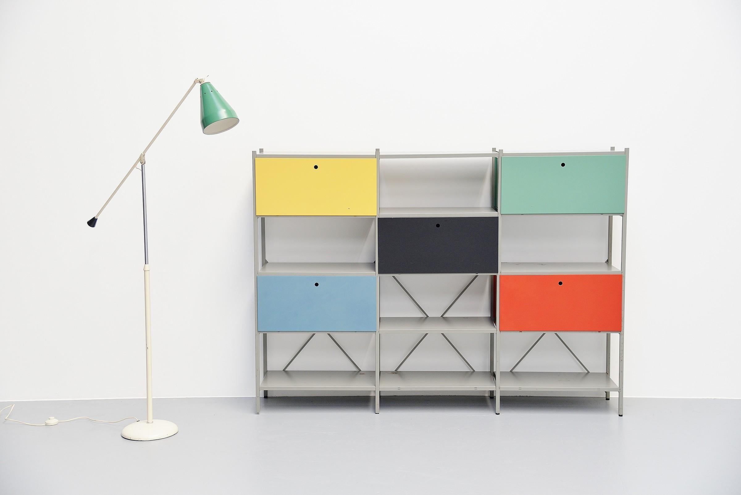 Mid-20th Century Wim Rietveld Gispen 663 Modular Bookcase Cabinet 1954