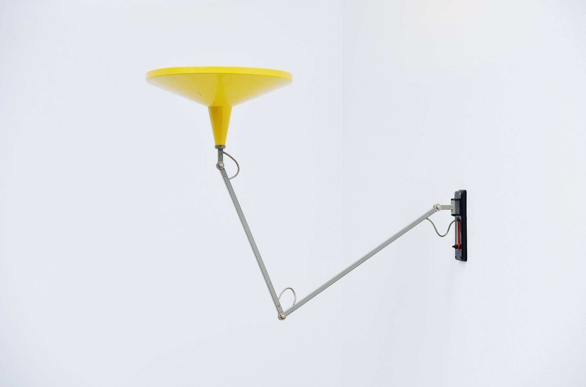 Mid-20th Century Wim Rietveld Gispen White 4050 Panama Lamp Yellow, 1955
