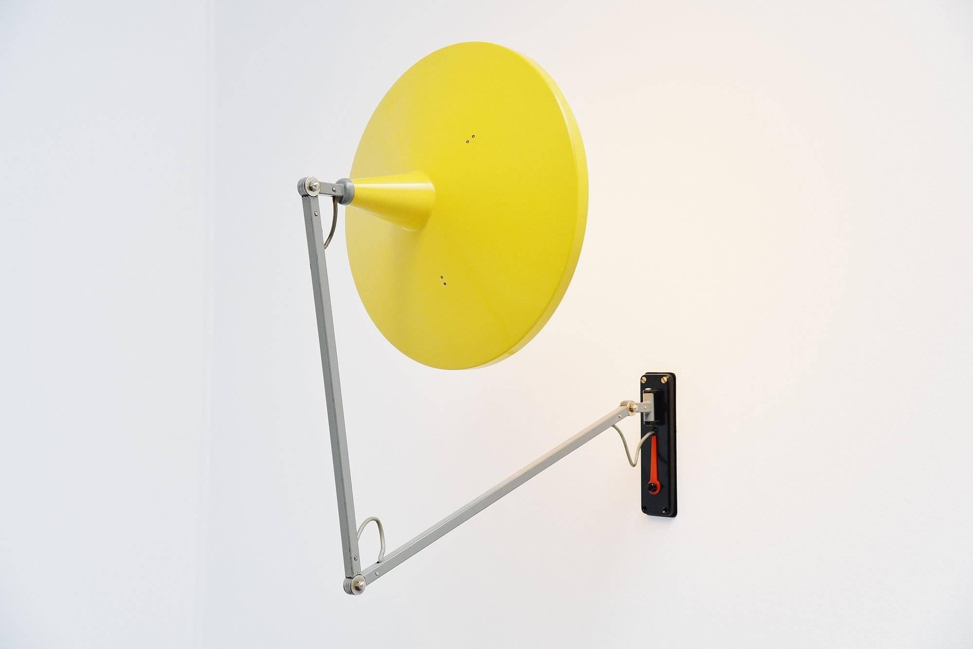 Metal Wim Rietveld Gispen White 4050 Panama Lamp Yellow, 1955