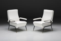 Fauteuils d'inspiration Wim Rietveld en tissu blanc cassé, Italie, années 1970