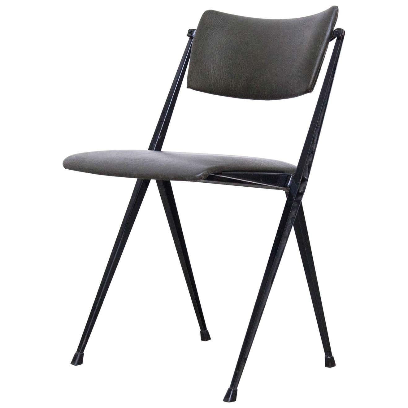 Wim Rietveld Midcentury, Black Grey Pyramid Chair Netherlands, circa 1960s For Sale 3