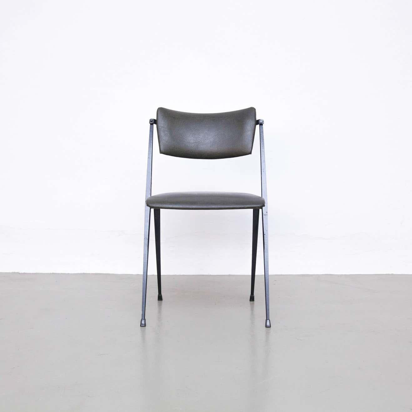 Mid-Century Modern Wim Rietveld Midcentury, Black Grey Pyramid Chair Netherlands, circa 1960s For Sale