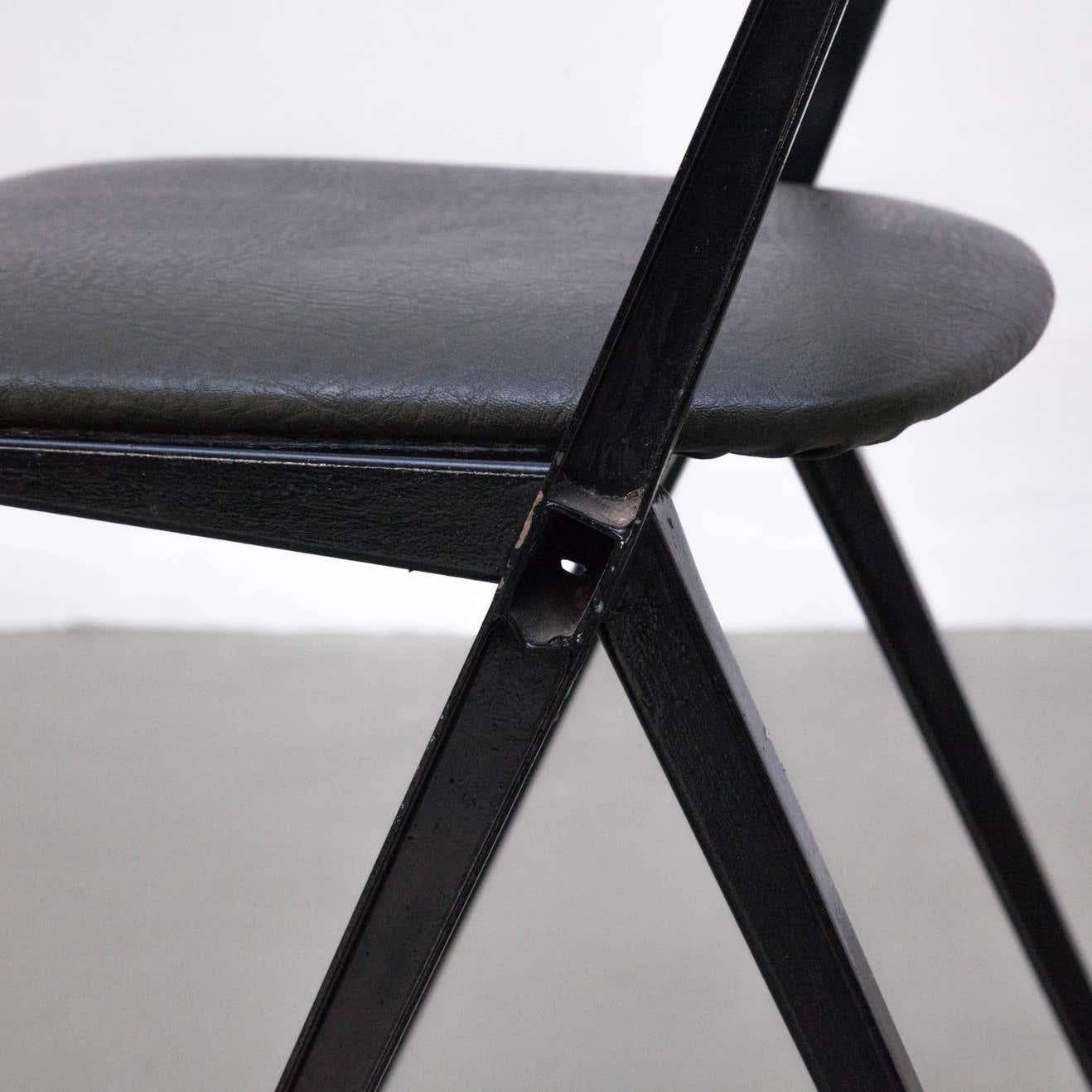 Metal Wim Rietveld Midcentury, Black Grey Pyramid Chair Netherlands, circa 1960s For Sale