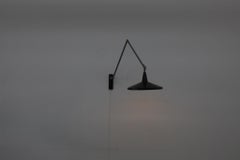 Wim Rietveld "Model 4050" or "Panama" Wall Mount Lamp in Black Enameled Metal