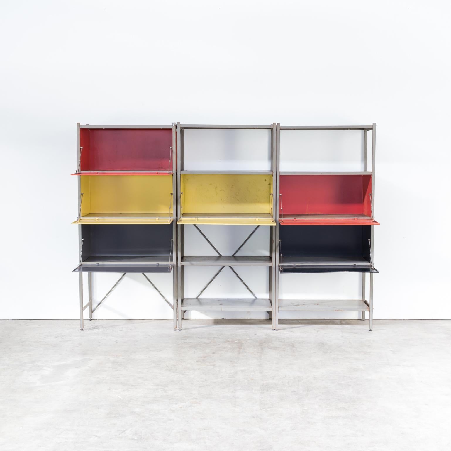 Wim Rietveld ‘model 663’ wall unit for Gispen set of three. Good vintage condition wear consistent with age and use.