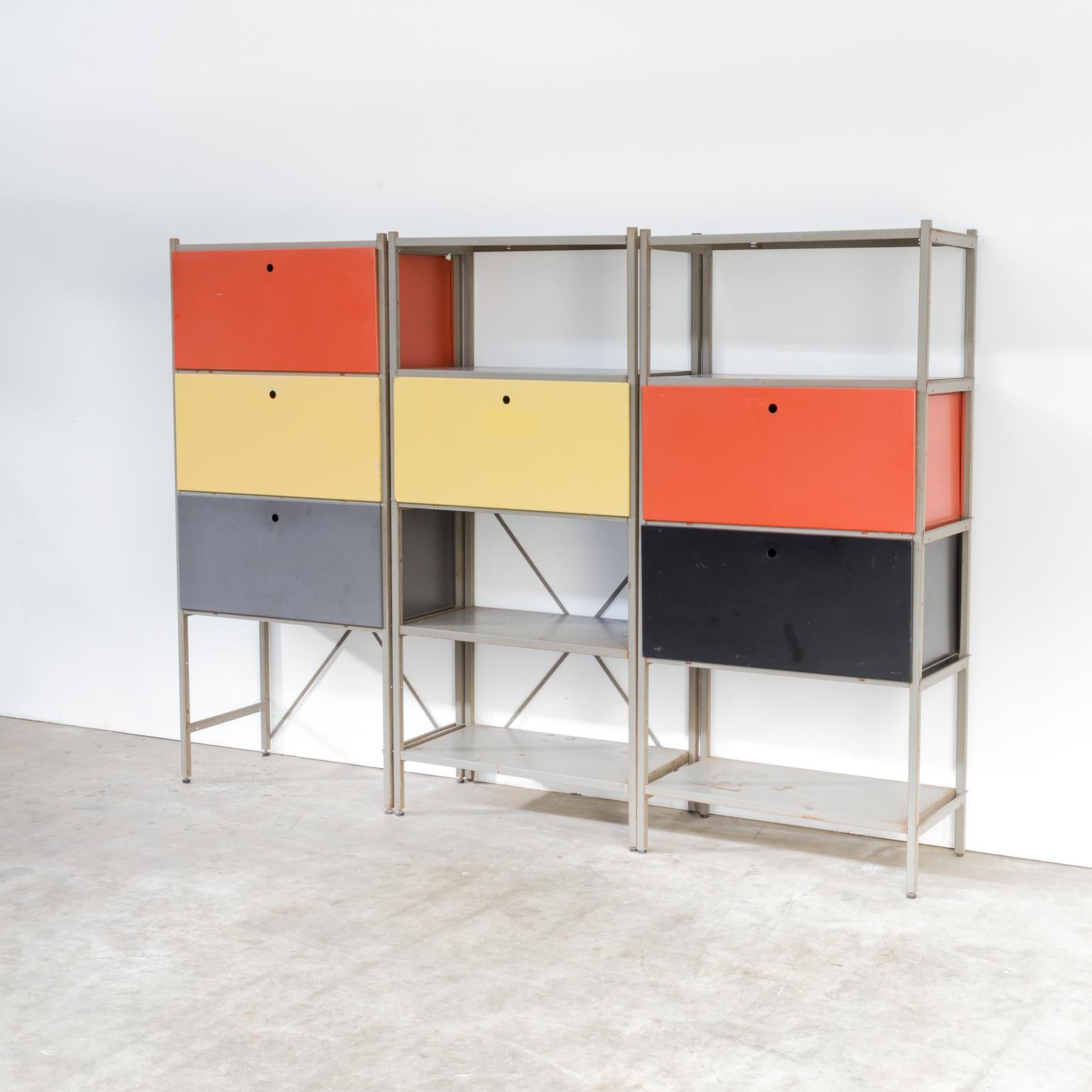 Wim Rietveld ‘Model 663’ Wall Unit for Gispen Set of Three In Good Condition In Amstelveen, Noord